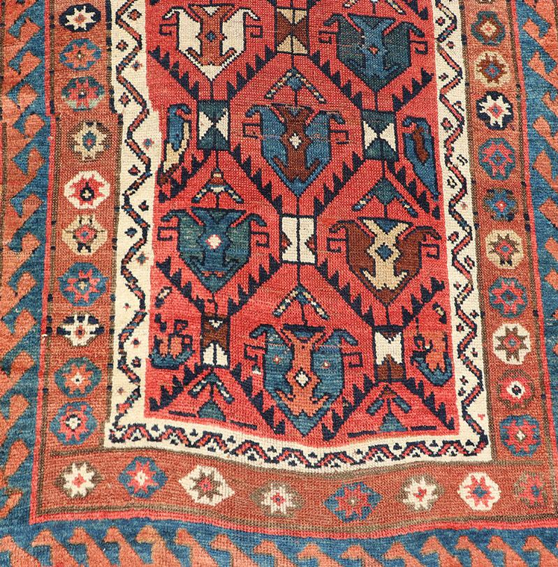 Late 19th Century Kazak Runner Featuring All-Over Geometric Tribal Motifs In Good Condition For Sale In Atlanta, GA