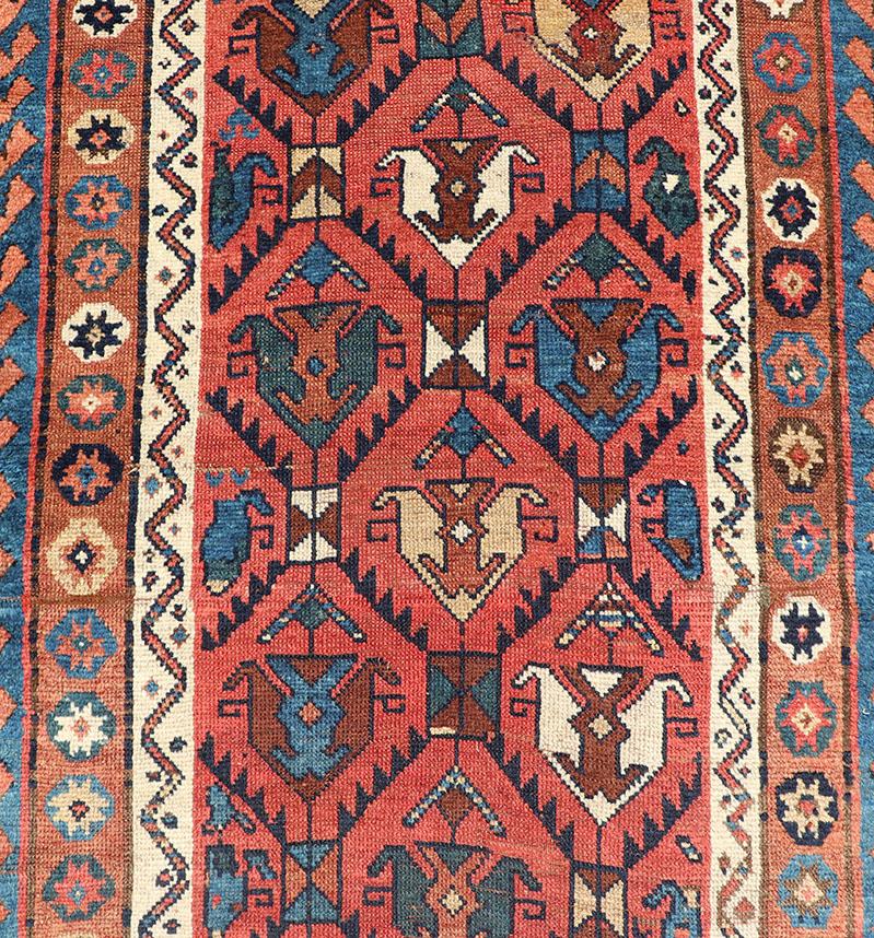 Late 19th Century Kazak Runner Featuring All-Over Geometric Tribal Motifs For Sale 2
