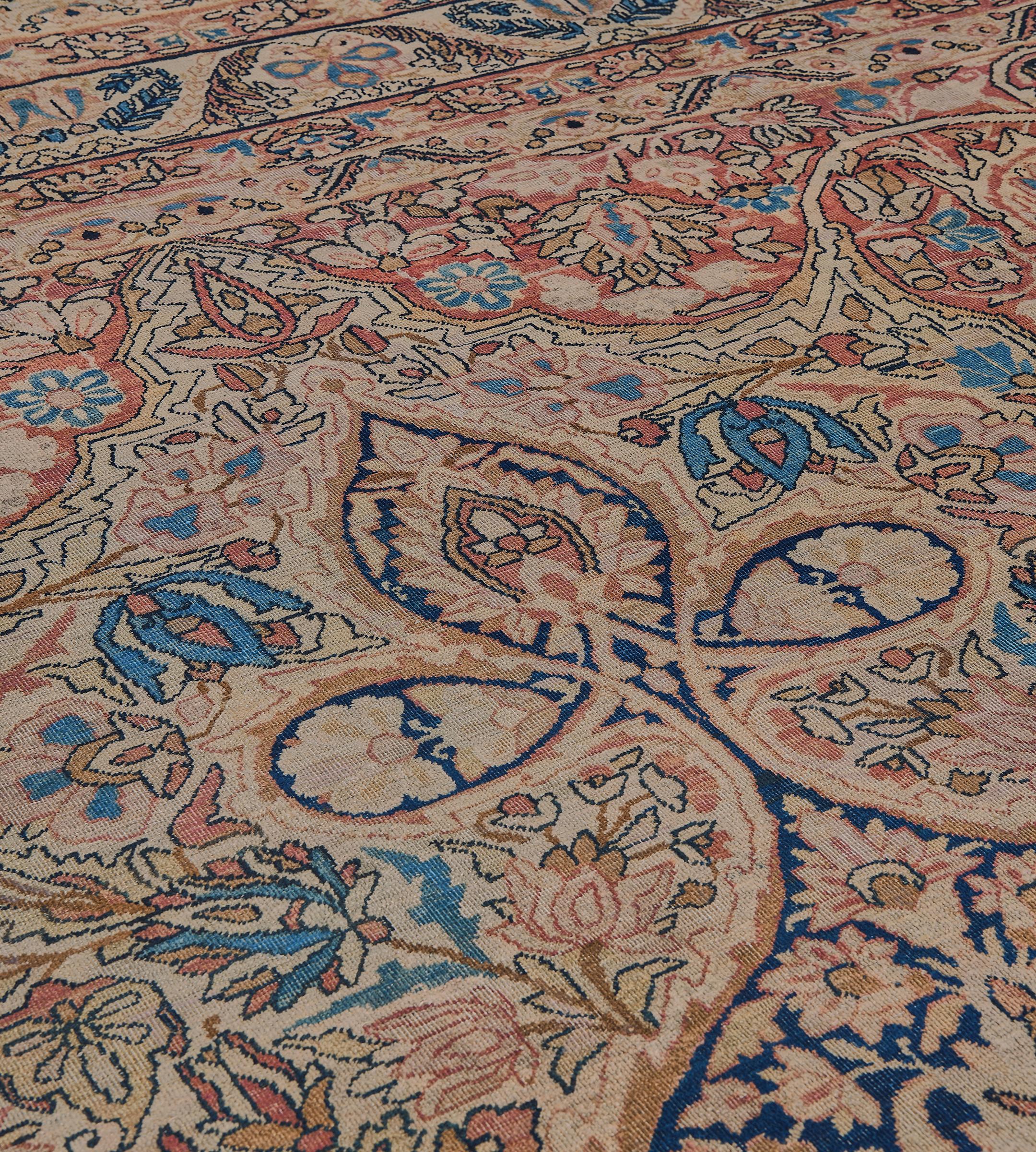 Hand-Woven Late 19th Century Kerman Rug from South East Persia For Sale
