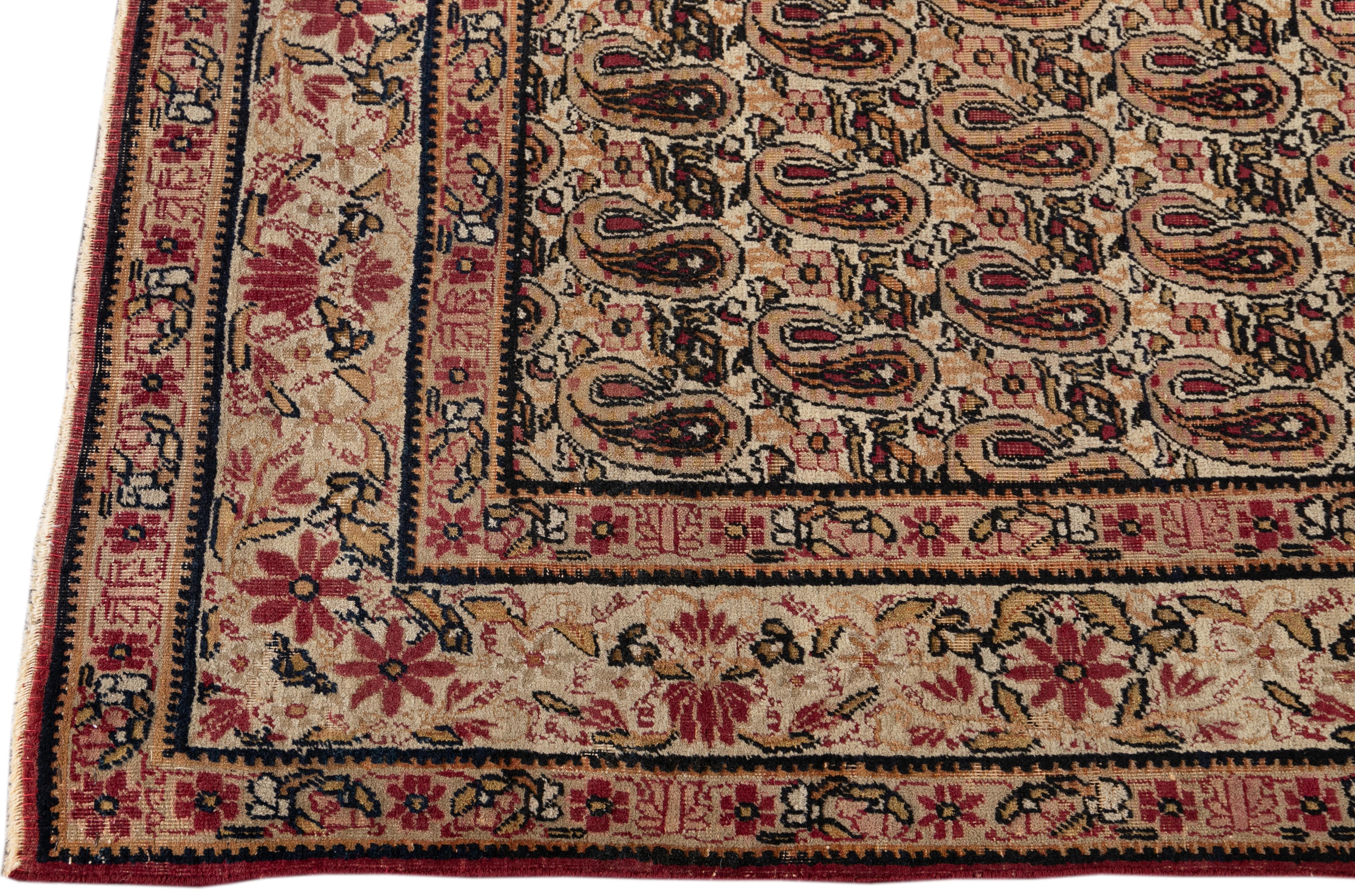 Wool Late 19th Century Kerman Scatter Rug For Sale