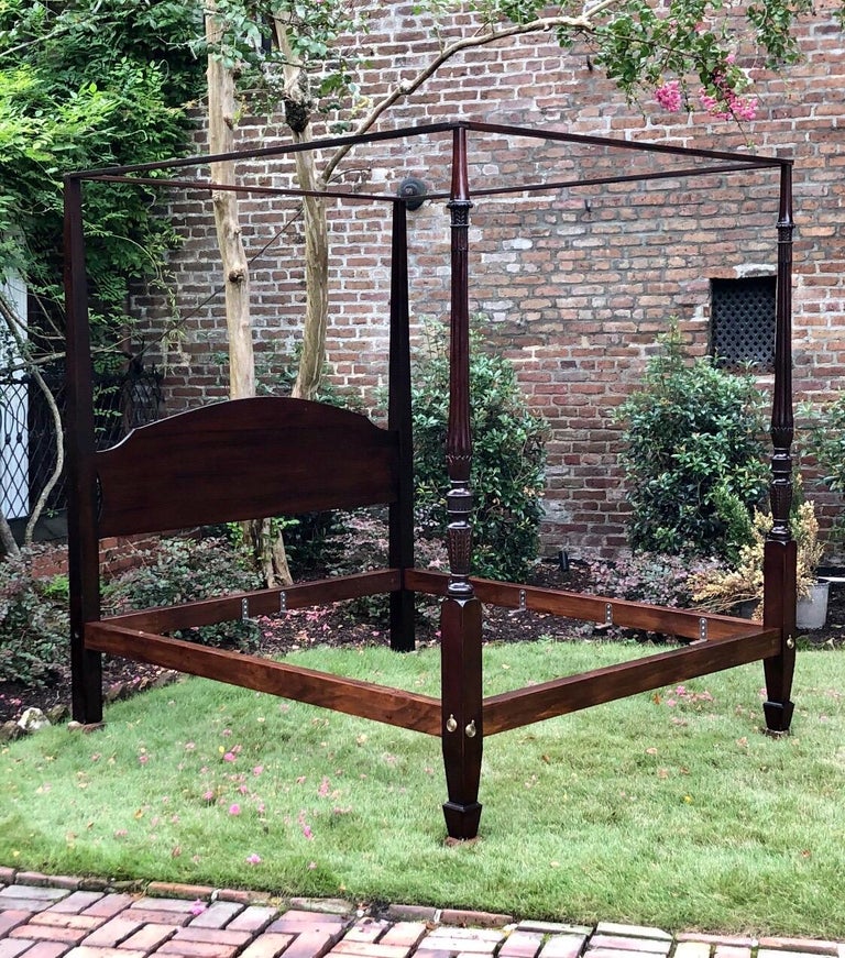 Late 19th Century King Size American Mahogany Four Poster Bed For Sale