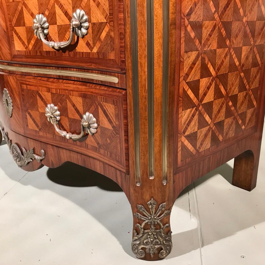 Late 19th Century Kingwood Parquetry Serpentine Commode with Brass Inlay 6