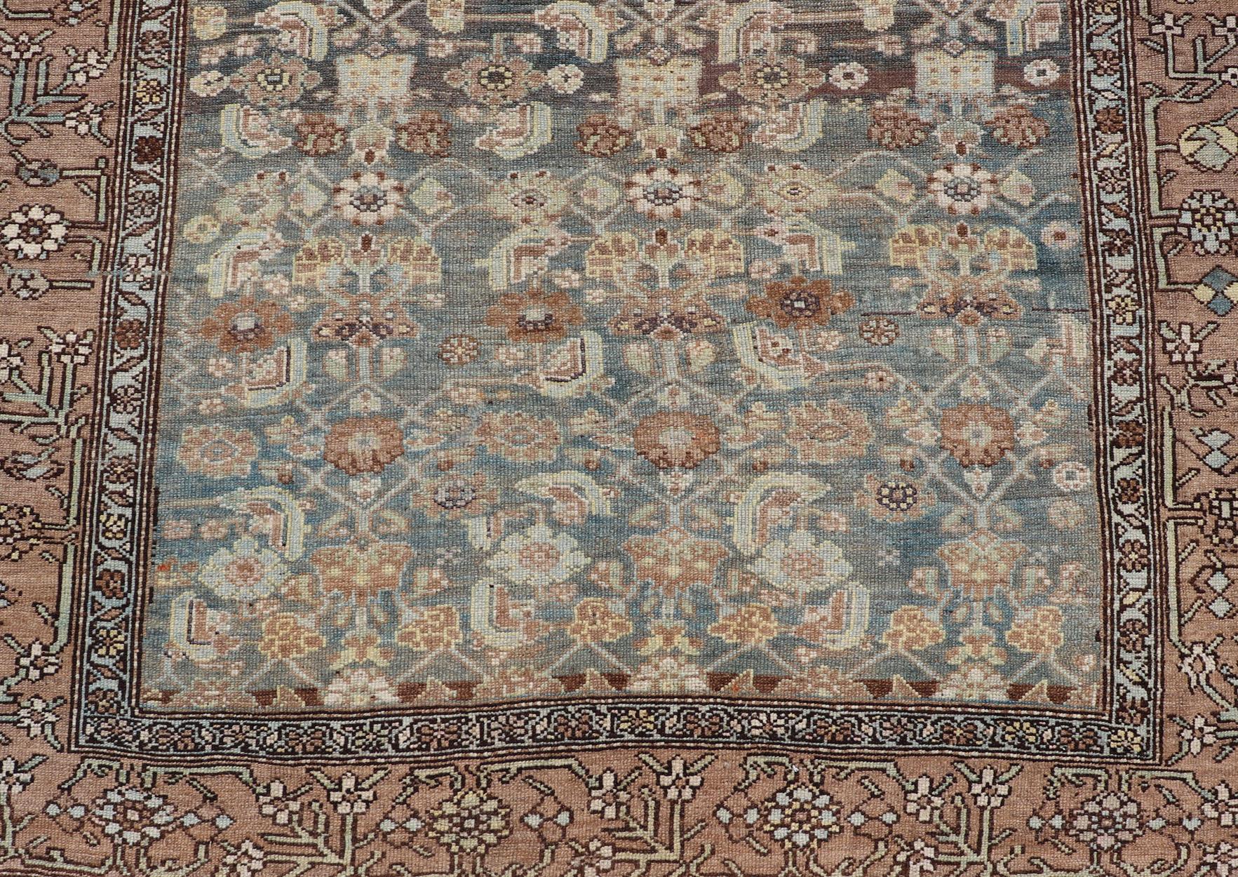 Late 19th Century Kurdish Antique All Over Design Gallery Runner in Muted Tones For Sale 2