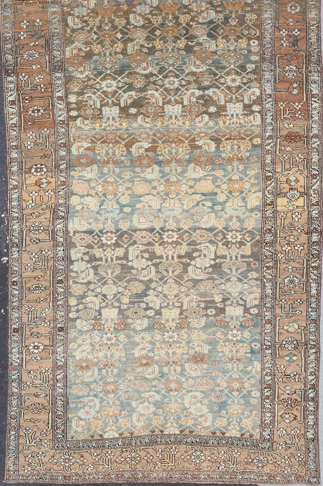 Late 19th Century Kurdish Antique All Over Design Gallery Runner in Muted Tones For Sale 3