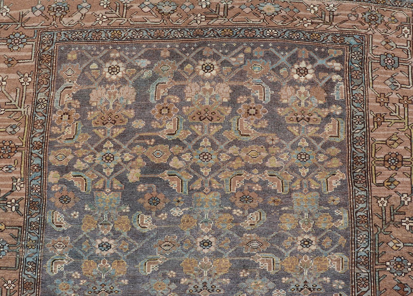 Late 19th Century Kurdish Antique All Over Design Gallery Runner in Muted Tones For Sale 1