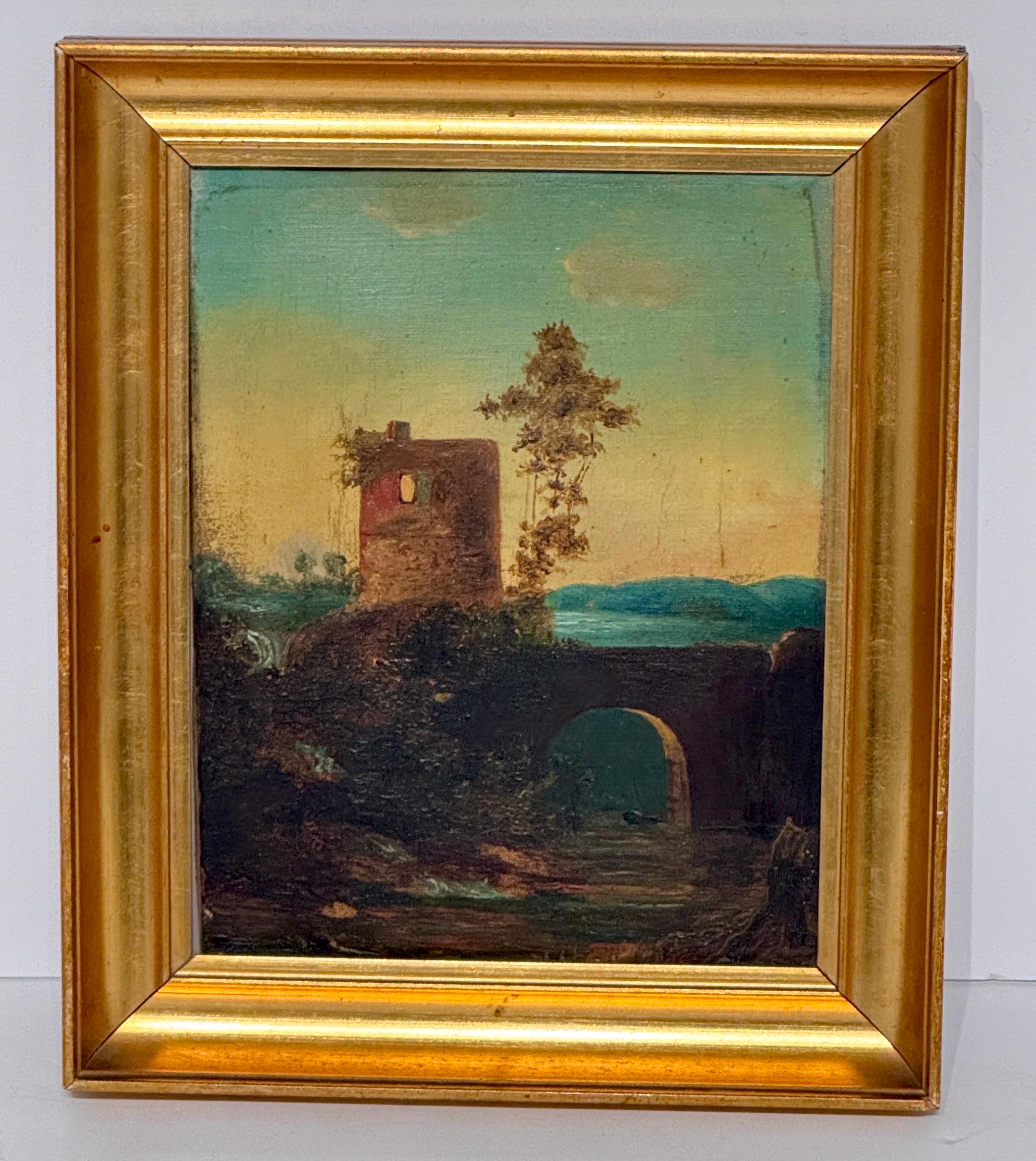 Late 19th Century Landscape Oil Painting of Ruins in Viaduct, France For Sale 3