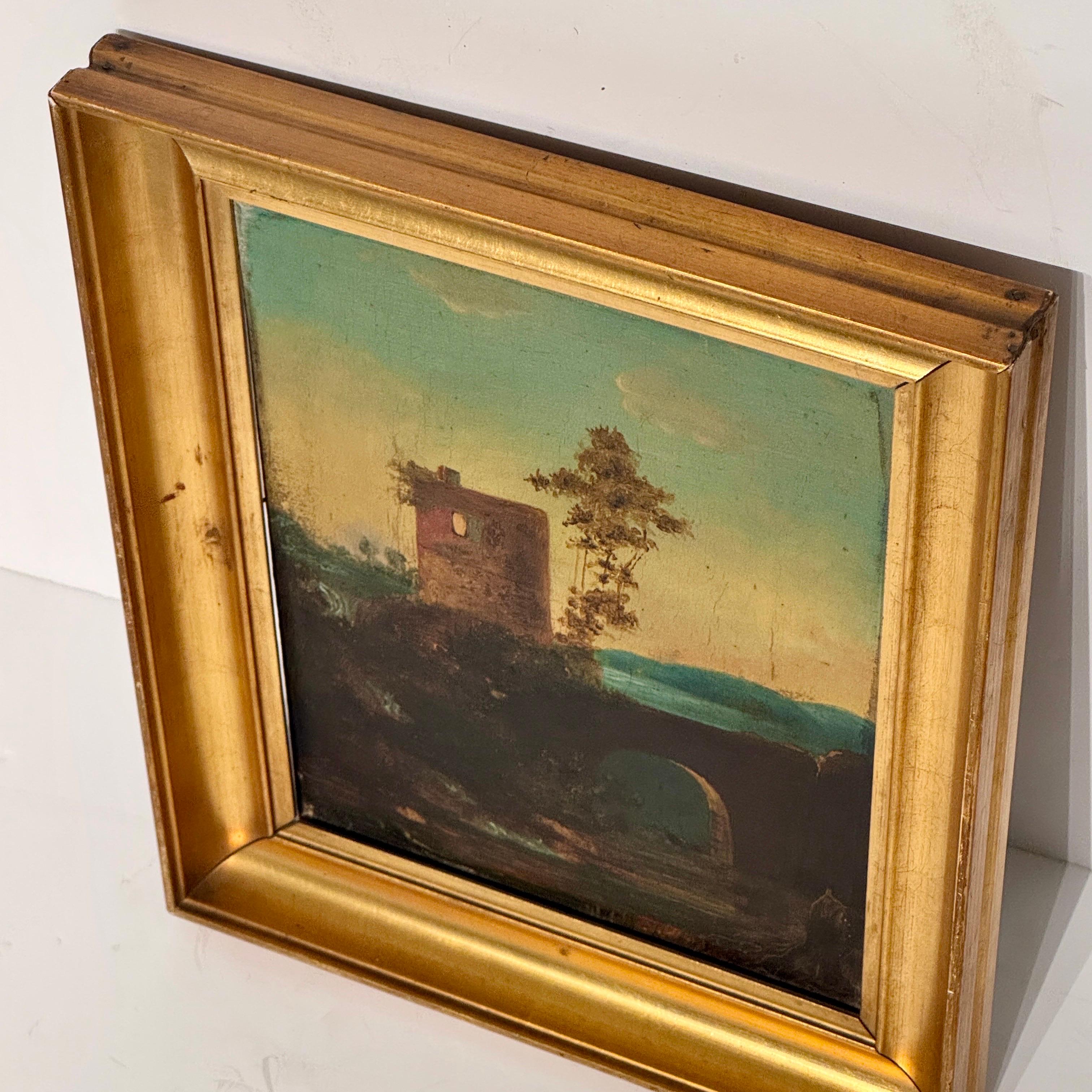 Late 19th Century Landscape Oil Painting of Ruins in Viaduct, France For Sale 6
