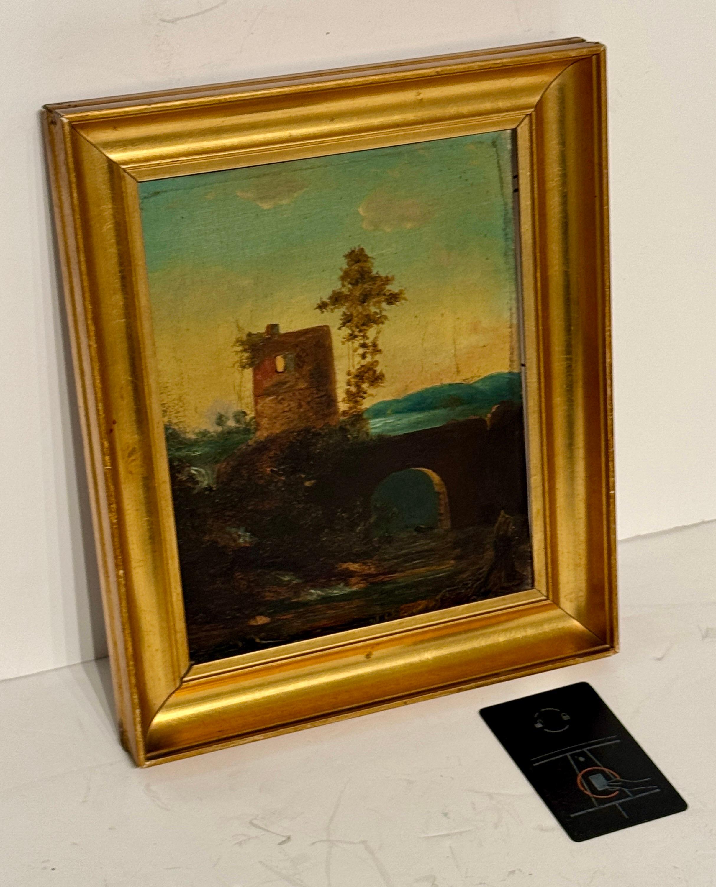 Late 19th Century Landscape Oil Painting of Ruins in Viaduct, France For Sale 11