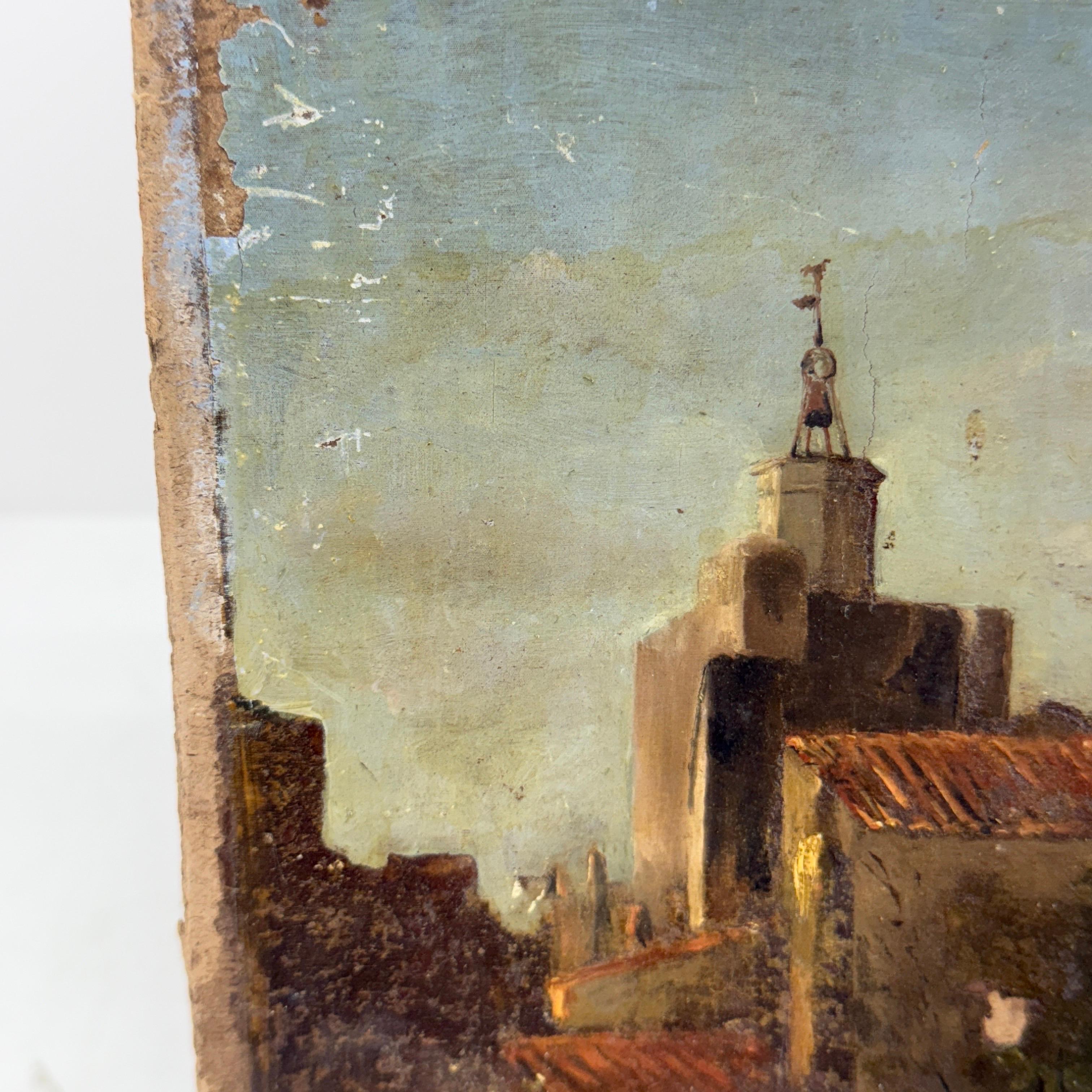 Late 19th Century Landscape Oil Painting on Board, France For Sale 9