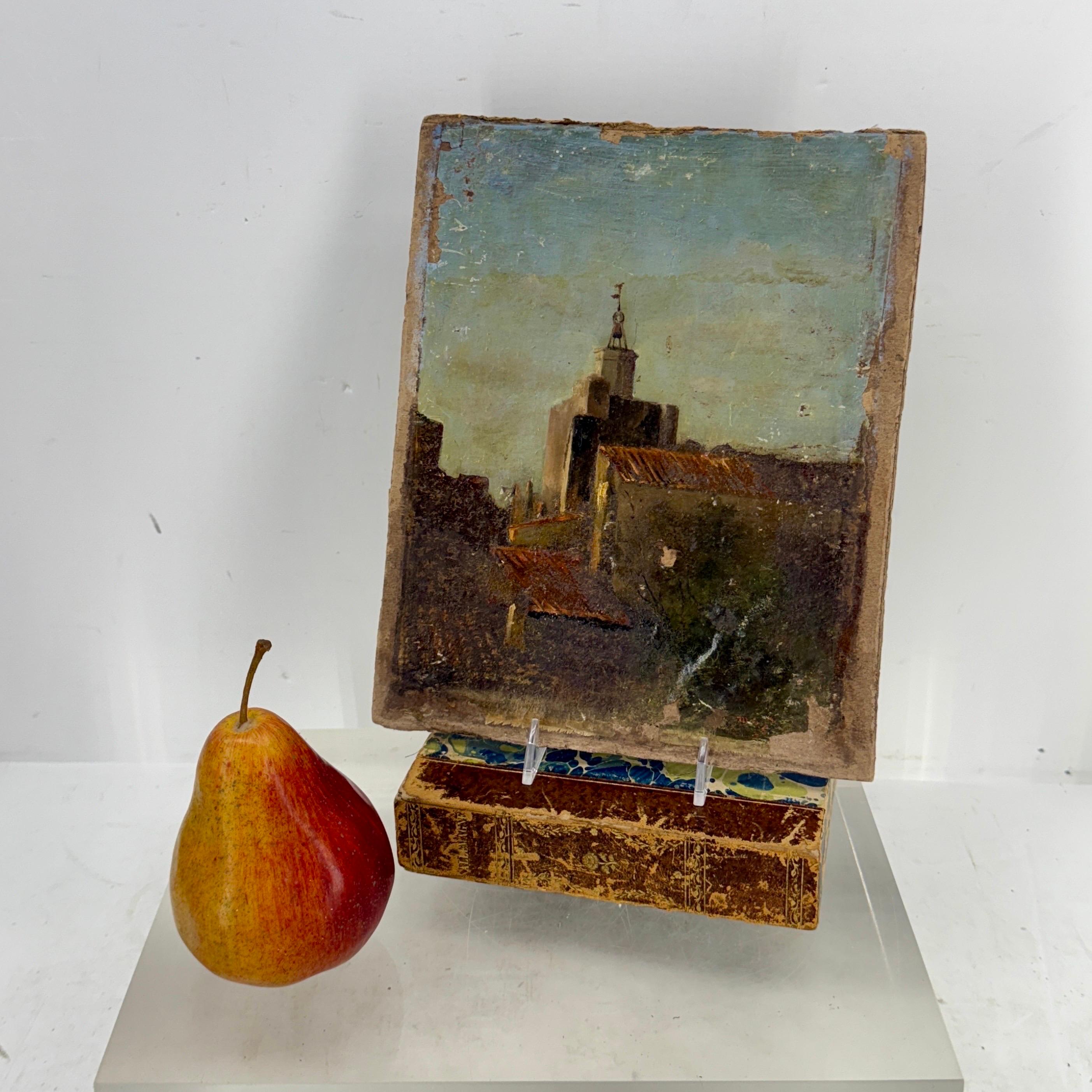 French Late 19th Century Landscape Oil Painting on Board, France For Sale