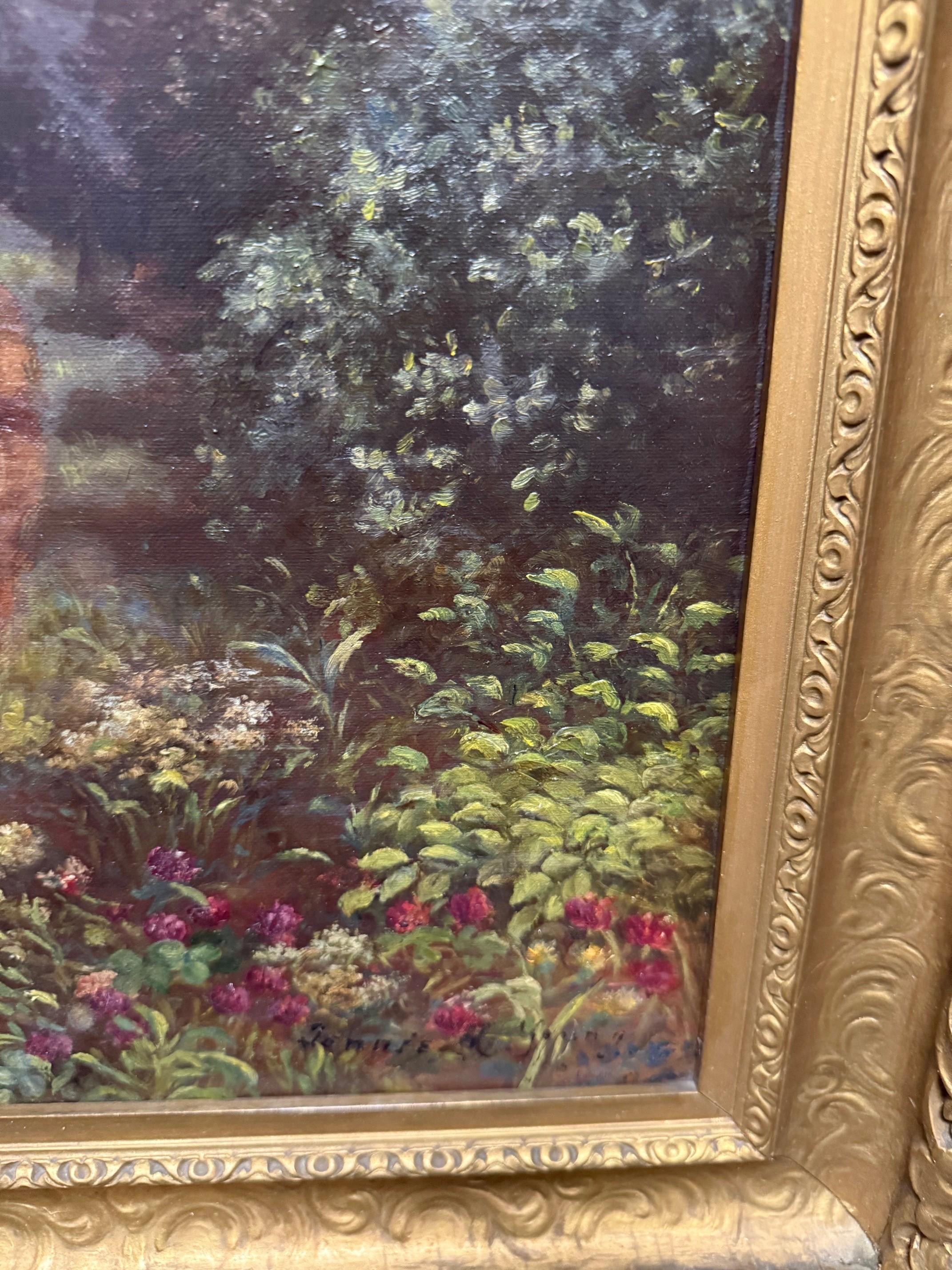 Ende des 19. Jahrhunderts Landschaftsgemälde Öl auf Leinwand Signiert Jennie Young Gerahmt im Angebot 5