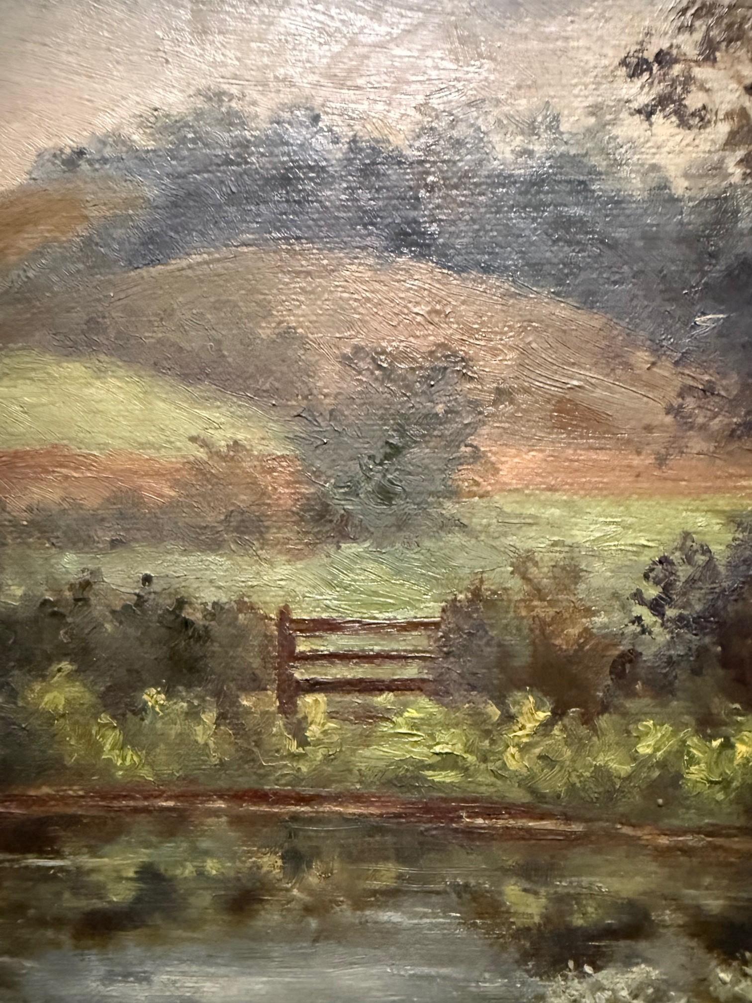 Ende des 19. Jahrhunderts Landschaftsgemälde Öl auf Leinwand Signiert Jennie Young Gerahmt im Angebot 4