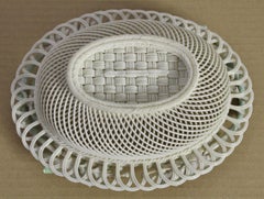 Late 19th Century Large Belleek Floral Decorated Porcelain Basket