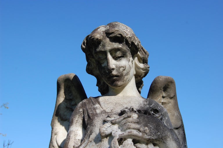 Late 19th Century Large Carved Marble Angel at 1stDibs