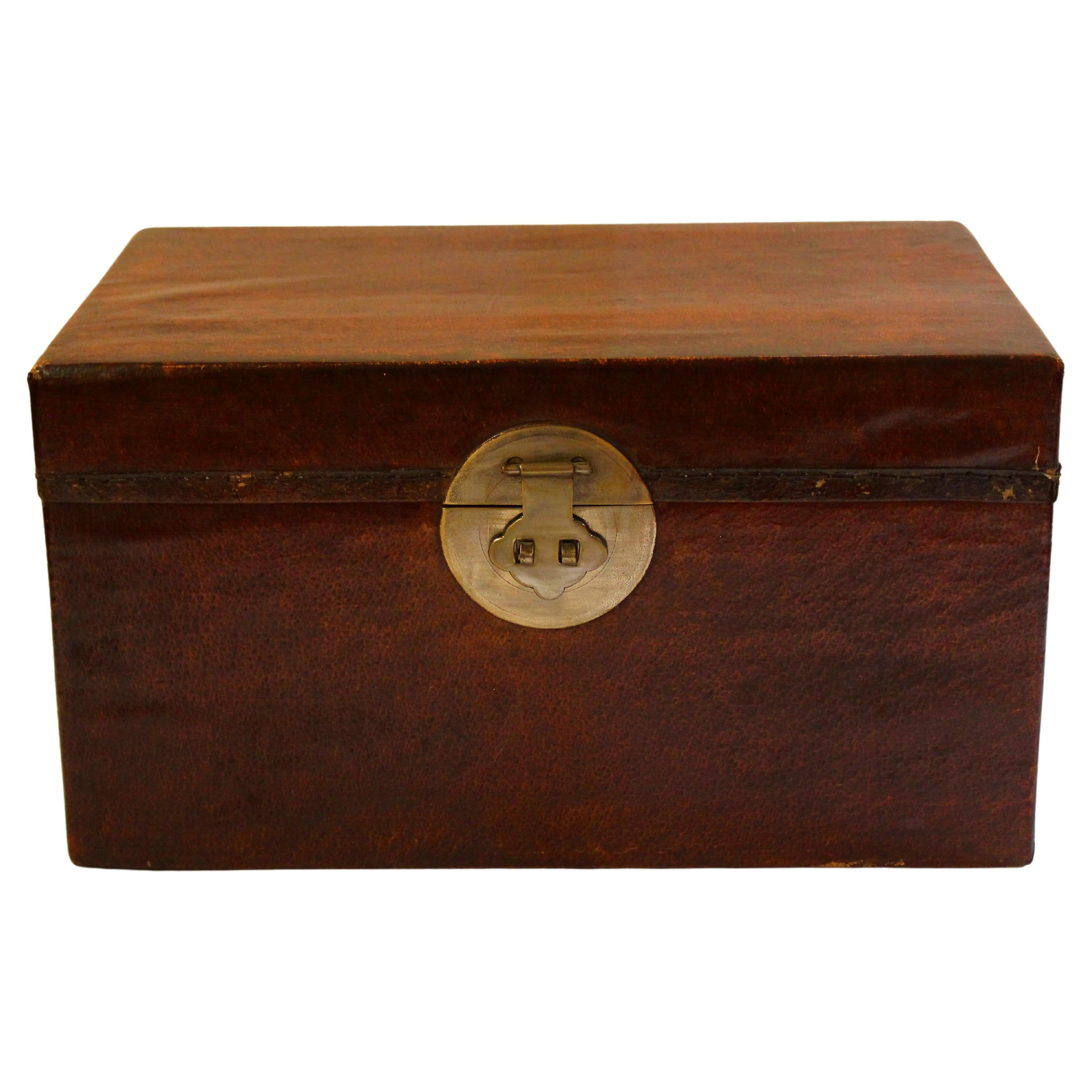 Late 19th Century Large Chinese Pigskin Storage Box
