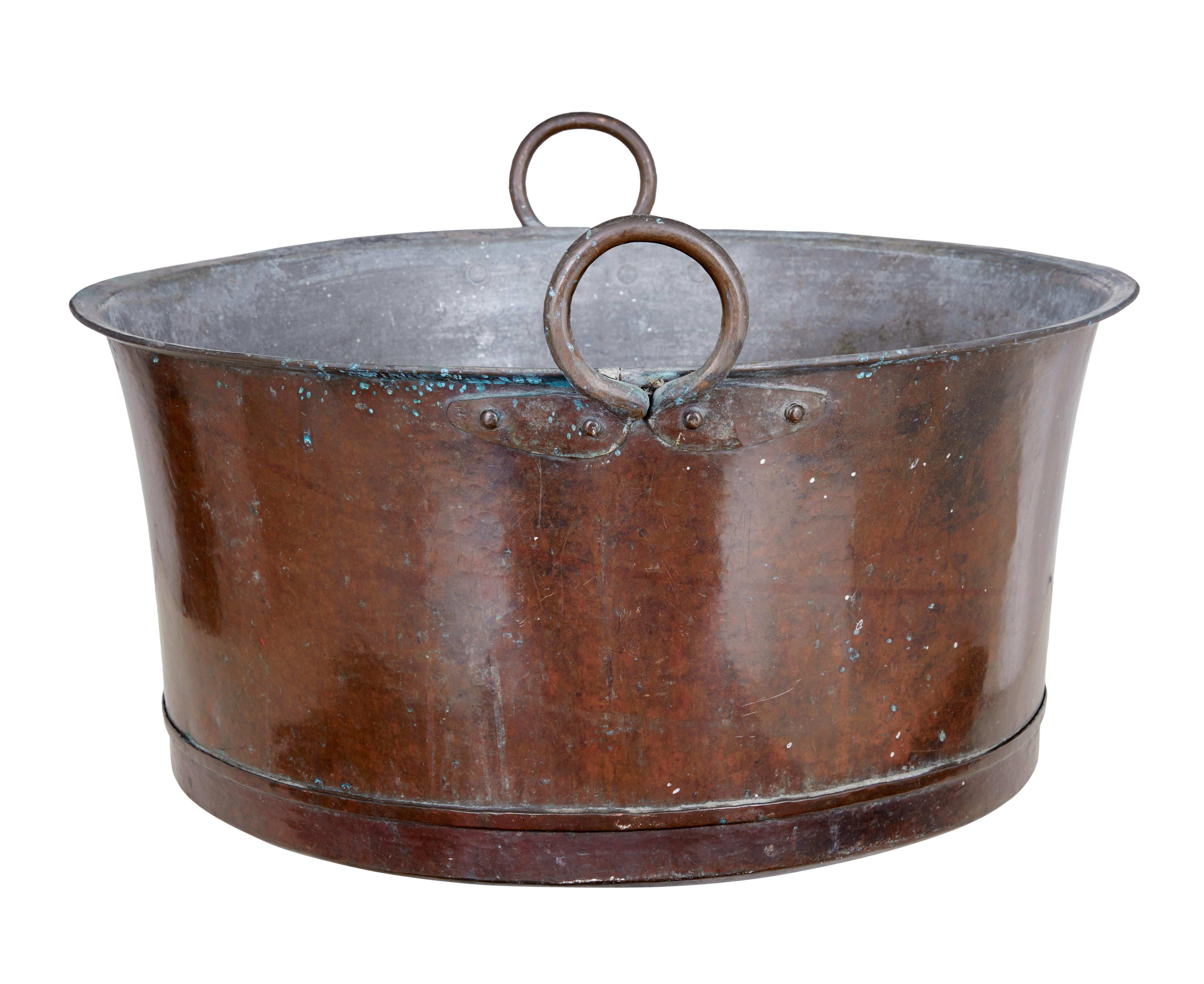 Arts and Crafts Late 19th Century Large Copper Cooking Vessel