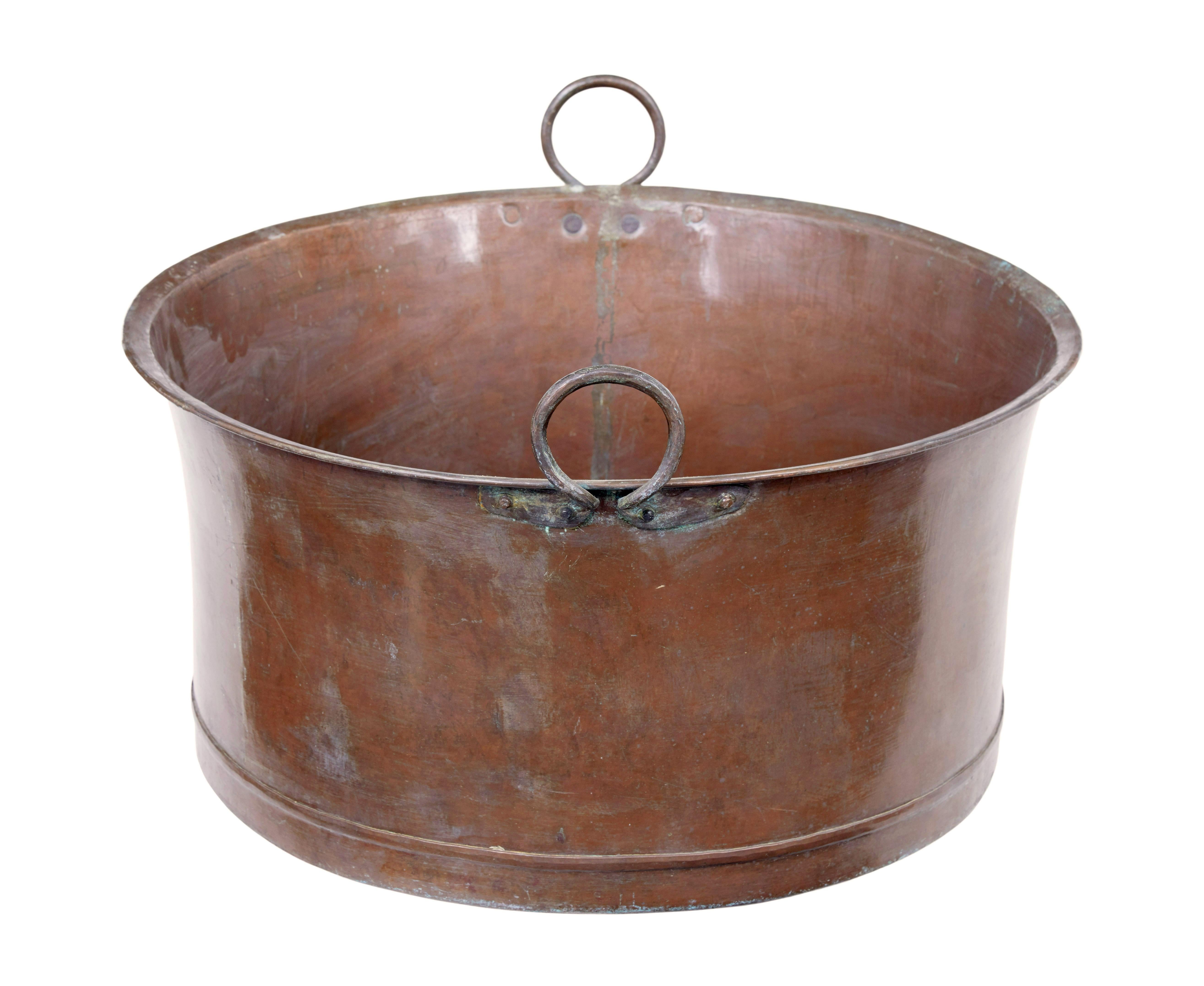 Tardo vittoriano Grande recipiente da cucina in rame della fine del XIX secolo in vendita