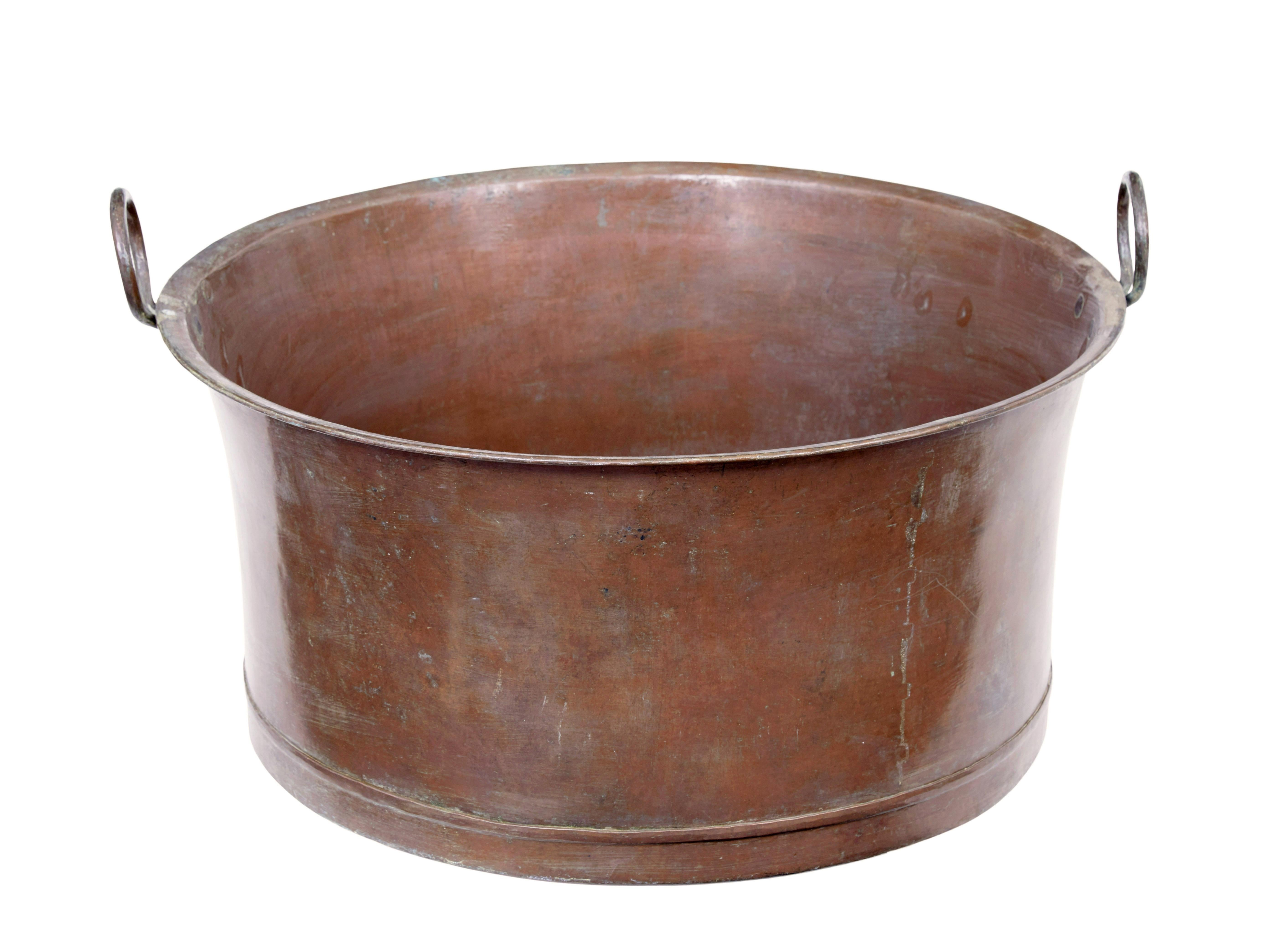 Inglese Grande recipiente da cucina in rame della fine del XIX secolo in vendita