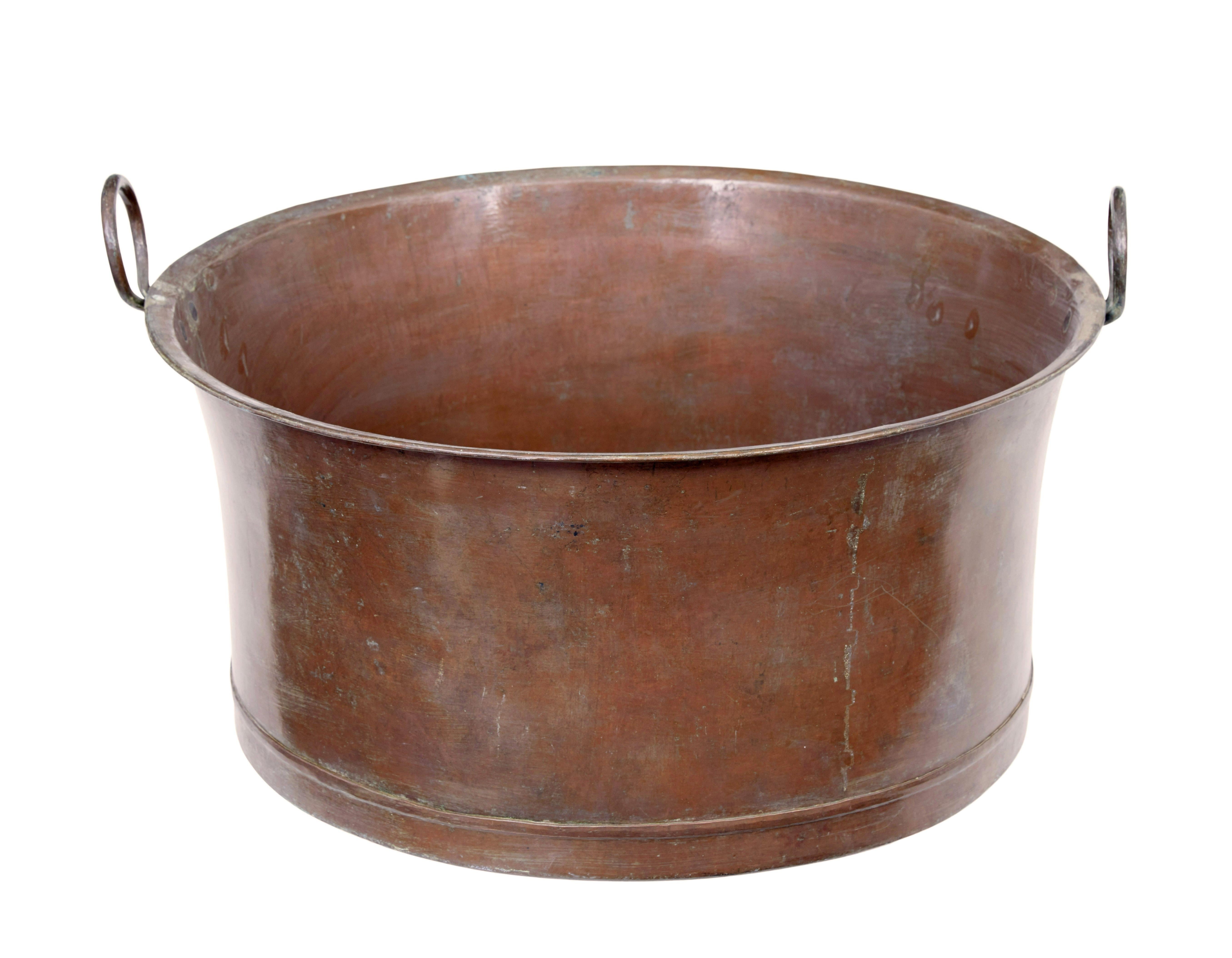 Swedish Late 19th Century large copper cooking vessel For Sale