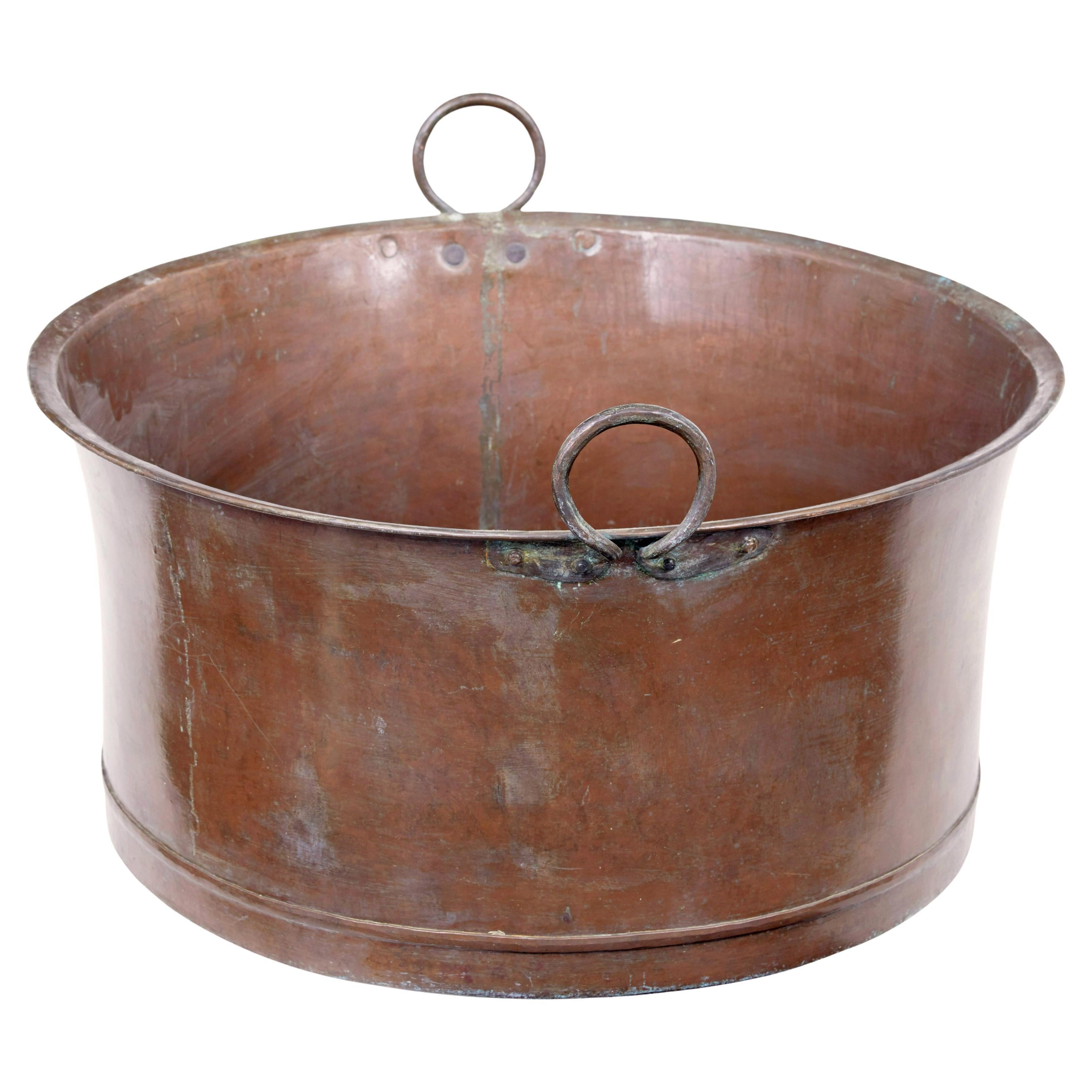 Late 19th century large copper cooking vessel