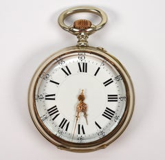 Late 19th Century Large Desk Size Nickel Pocket Watch