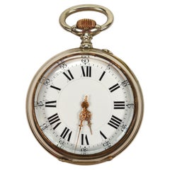 Used Late 19th Century Large Desk Size Nickel Pocket Watch