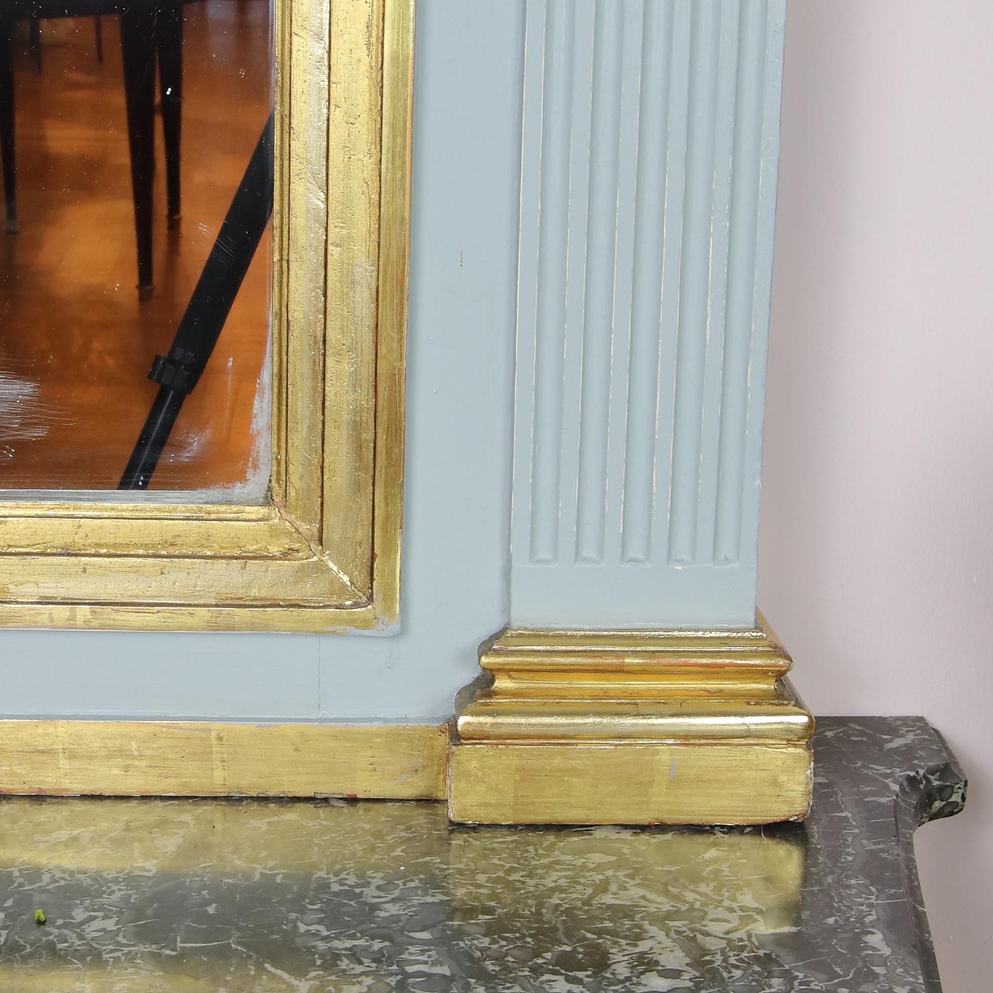 Late 19th Century Large Empire Style Painted Gilt Wood Wall Mirror or Trumeau In Good Condition For Sale In Berlin, DE