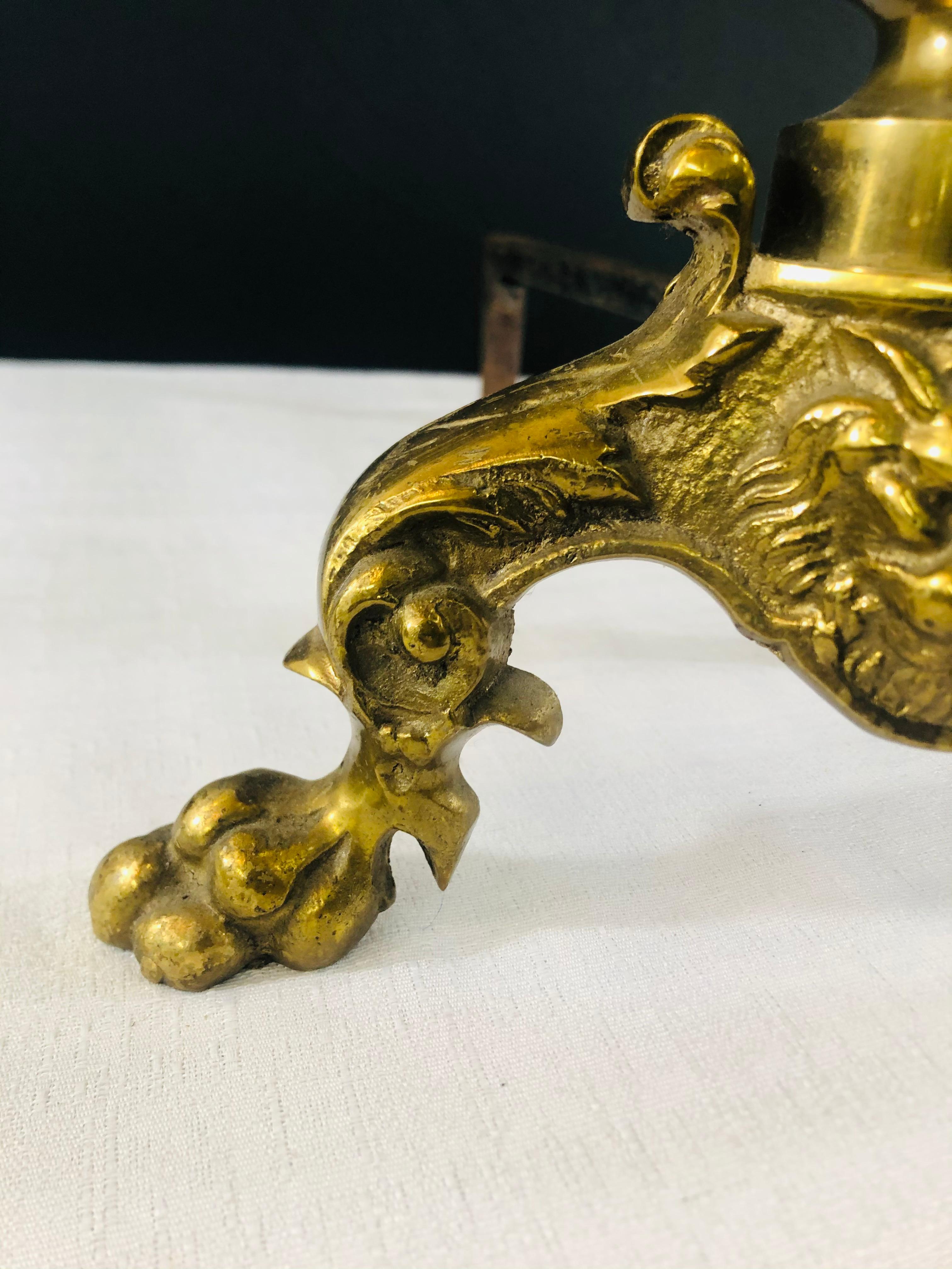 19th Century Georgian English Brass Andirons, a Pair 5