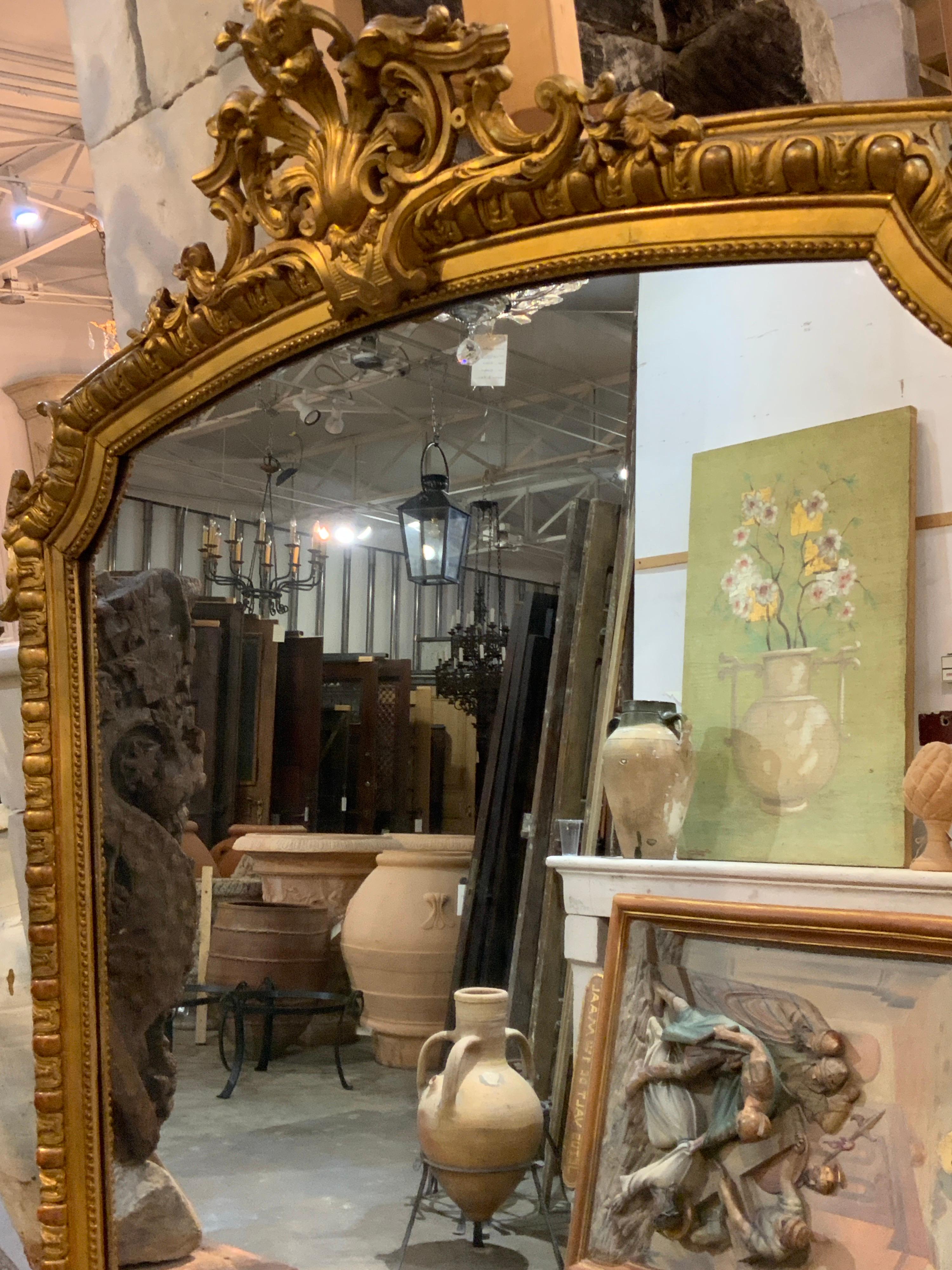 Late 19th Century Large Gold Leaf Mirror In Good Condition In Dallas, TX
