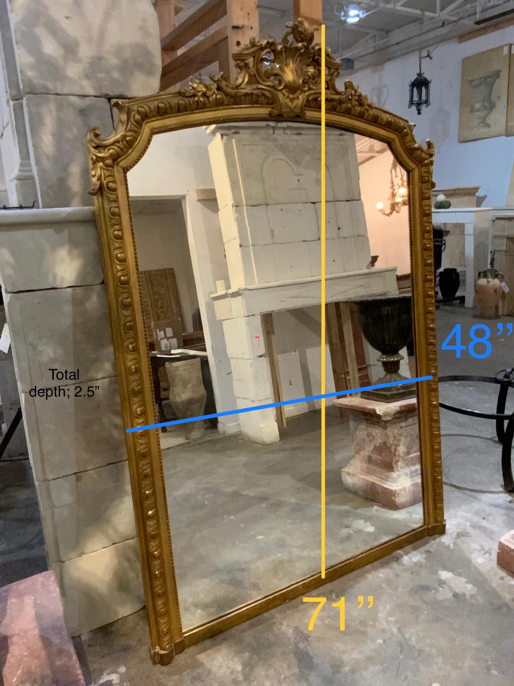 Late 19th Century Large Gold Leaf Mirror 1
