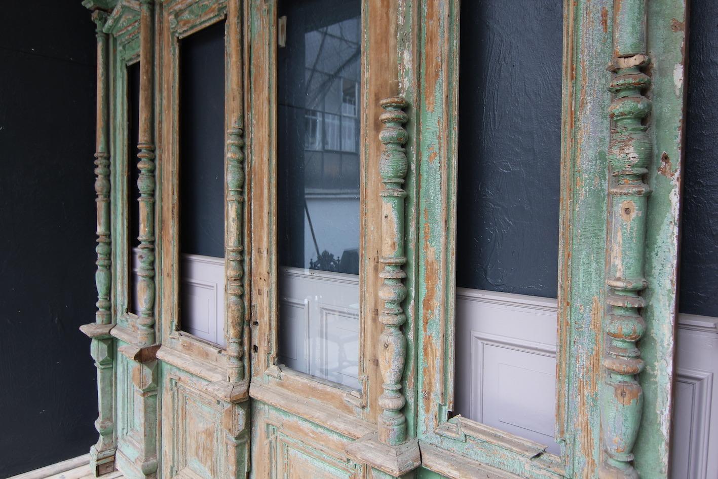 Late 19th Century Large House Front Door Set with Double Door and Window 1