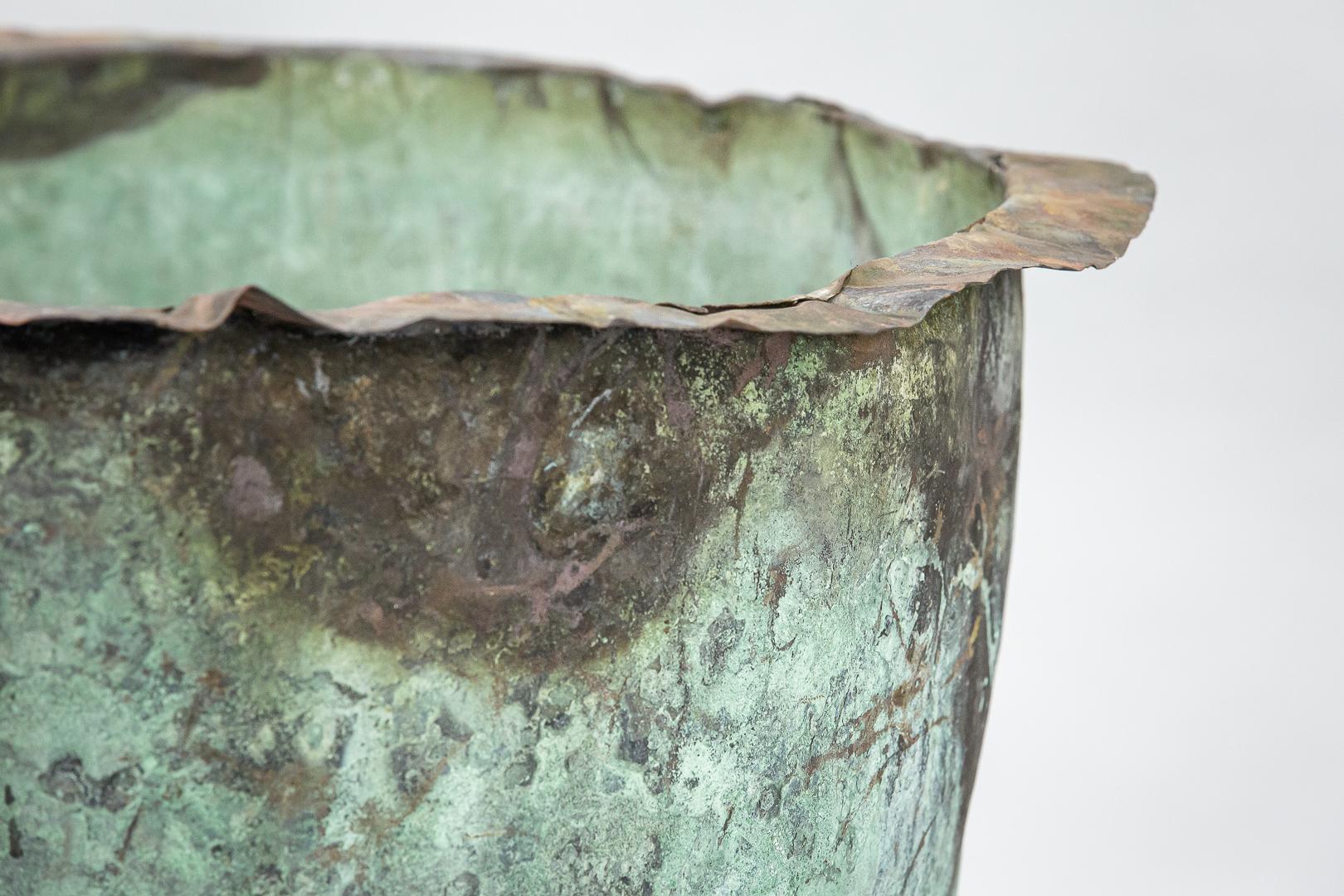 Late 19th Century Large Natural Verdigris English Copper In Fair Condition In Pease pottage, West Sussex