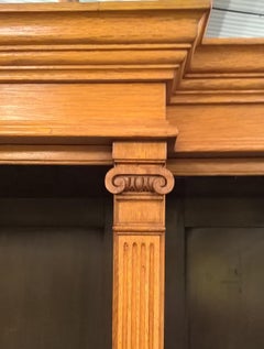 Late 19th Century Oak Double Breakfront Library Bookcase