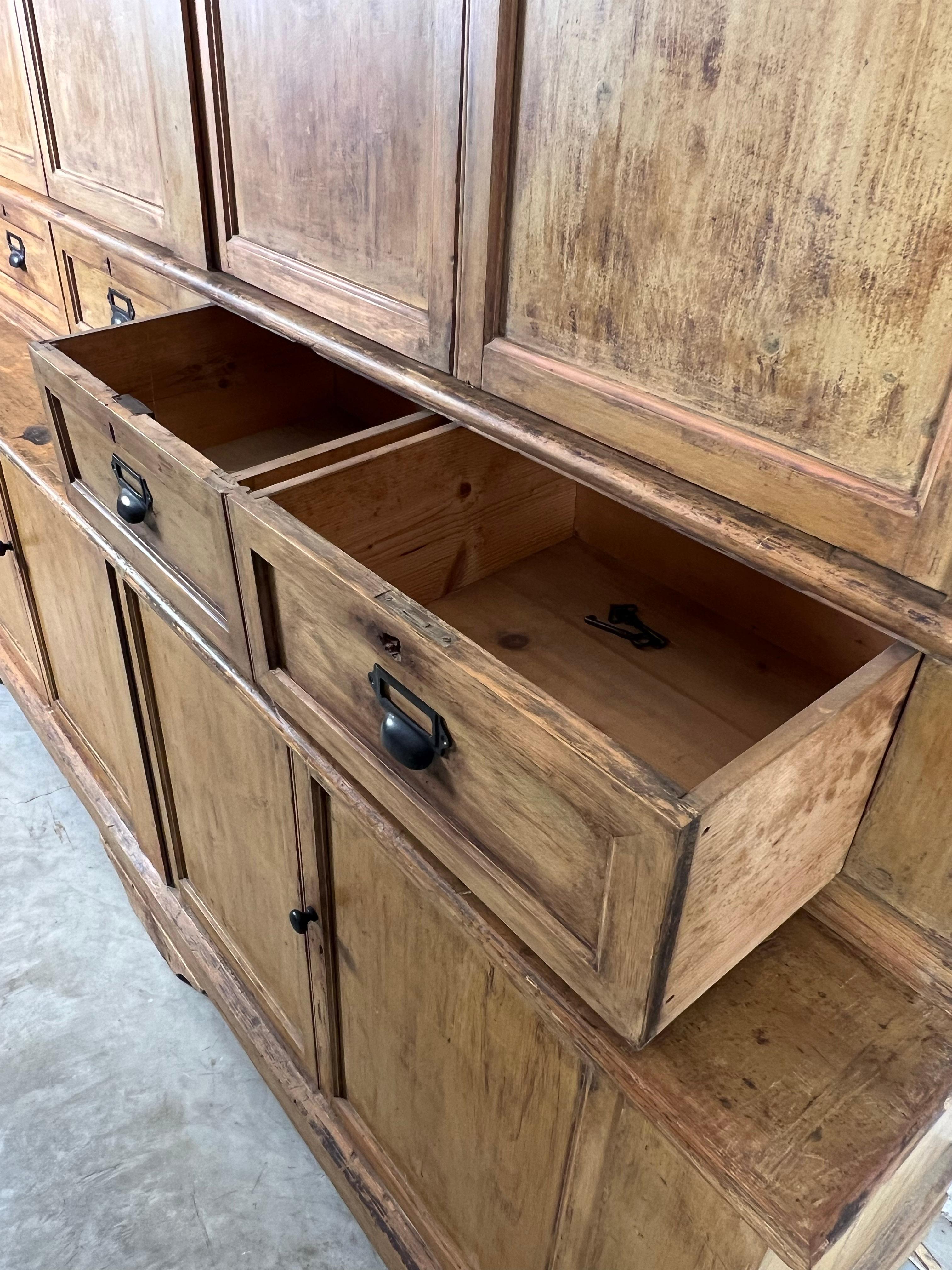 Pine Late 19th Century Large Painted Italian Cupboard For Sale