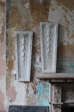 Late 19th Century Large Pair of Carved Marble Architectural Elements Tablets