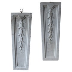 Late 19th Century Large Pair of Carved Marble Architectural Elements Tablets