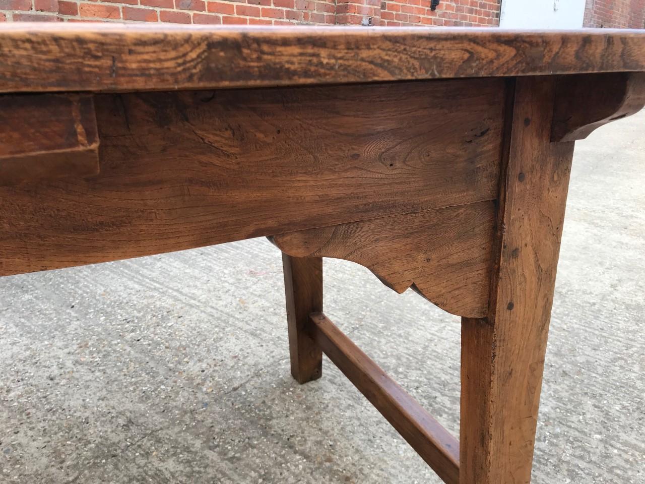 French Provincial Late 19th Century Large Pale Elm Farmhouse Table