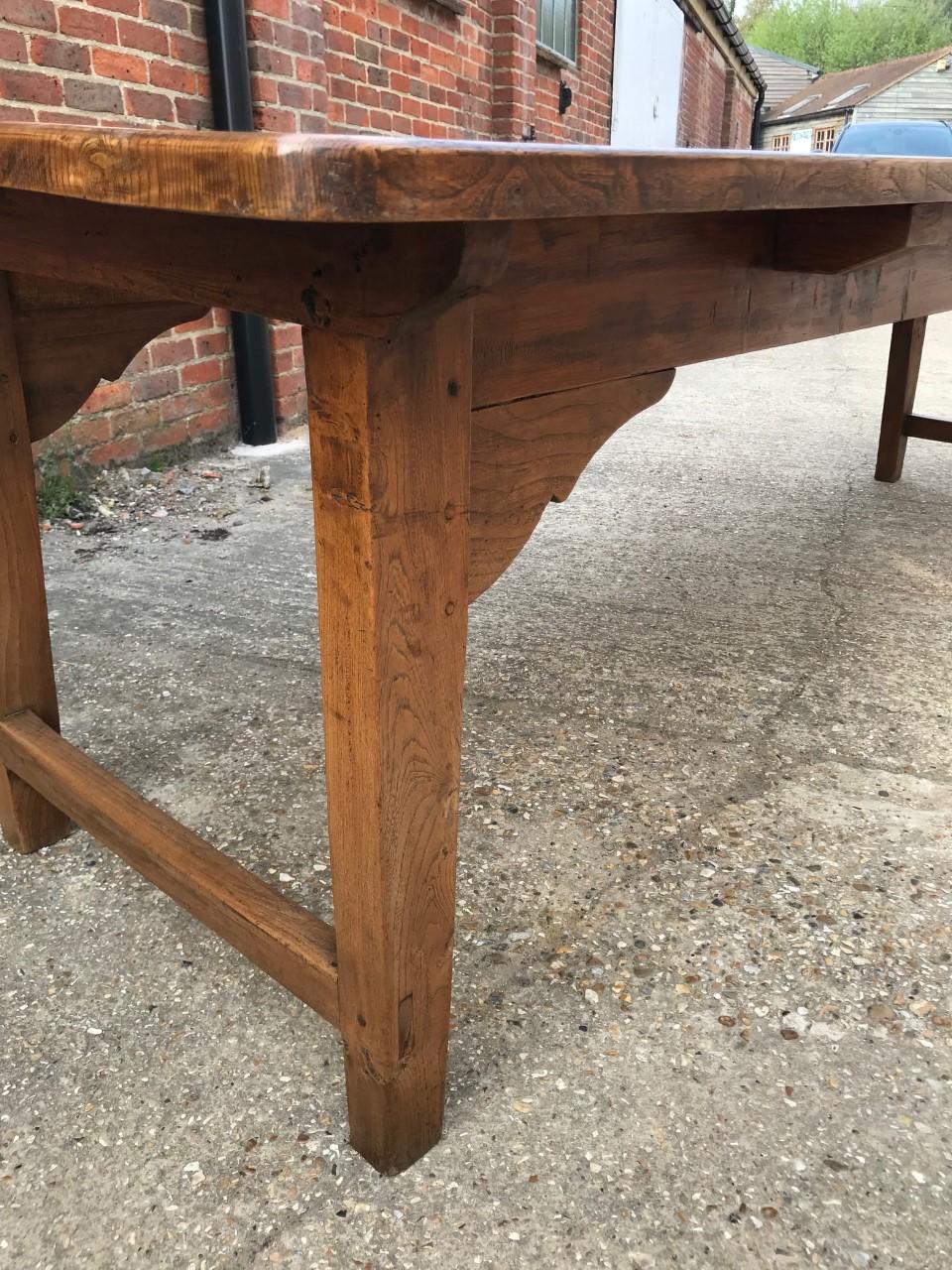 French Late 19th Century Large Pale Elm Farmhouse Table