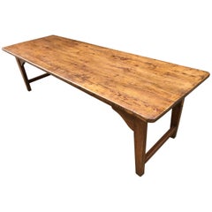 Late 19th Century Large Pale Elm Farmhouse Table