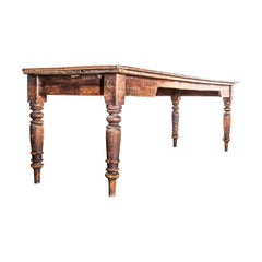 Antique Late 19th Century Large Rectangular Ebonised Dining Table