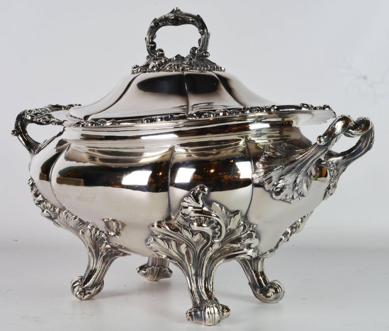 A magnificent tureen and a beautiful centerpiece by legendary James Dixon and Sons, showing the best craftsmanship and an elaborate rococo style design. Marked on the bottom and on the cover, see phptos.