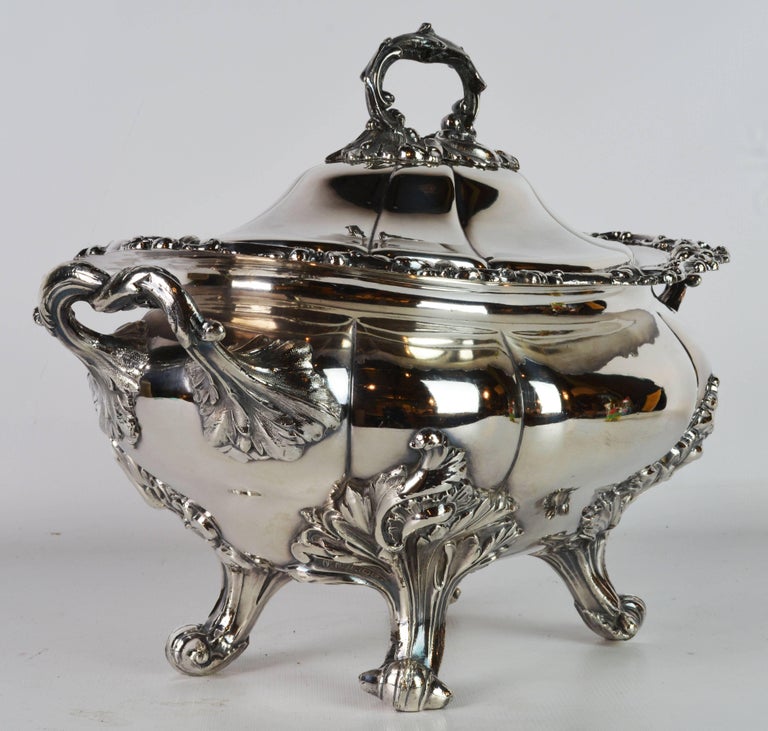 English Late 19th Century Large Silver Plate Rococo Style Turreen by James Dixon & Sons