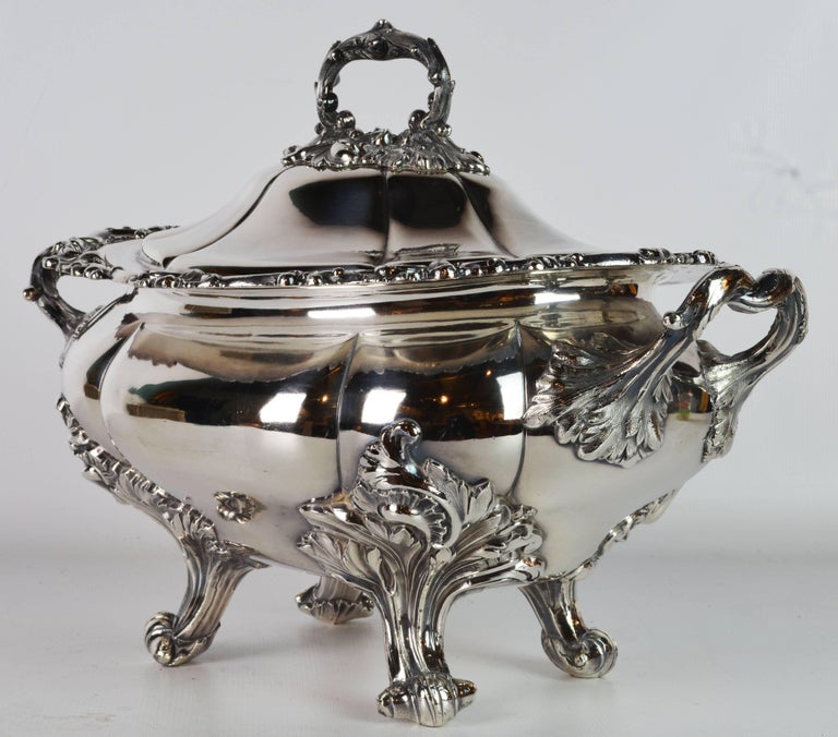 Late 19th Century Large Silver Plate Rococo Style Turreen by James Dixon & Sons In Good Condition In Ft. Lauderdale, FL