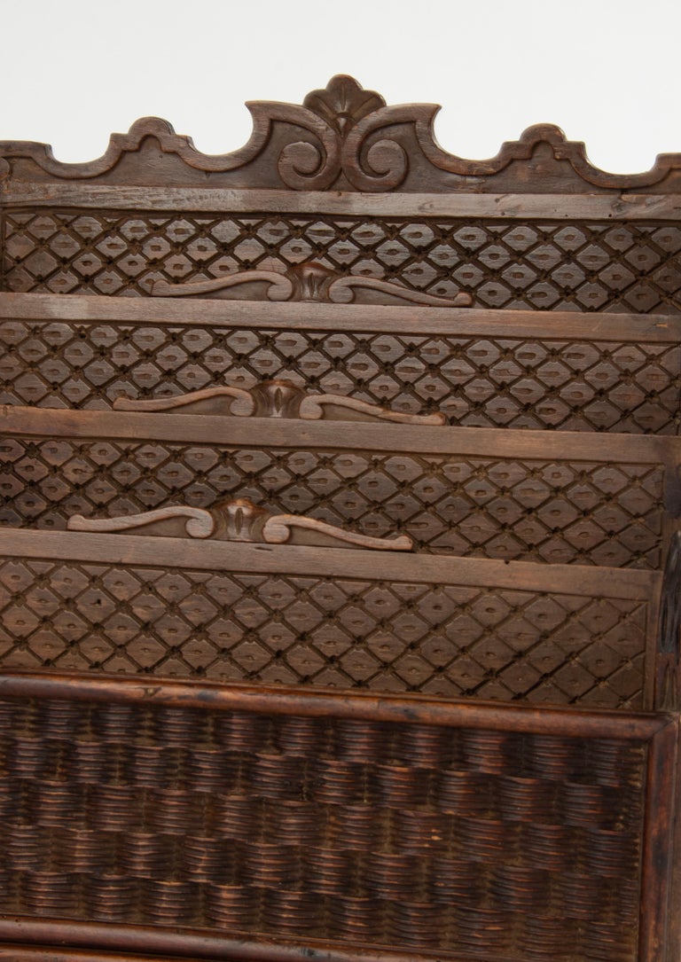 Late 19th Century Large Walnut Carved Desk Letter/Stationery Rack For ...