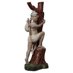 Fine del XIX secolo, Mandalay, antica figura birmana in legno che si arrampica sull'albero