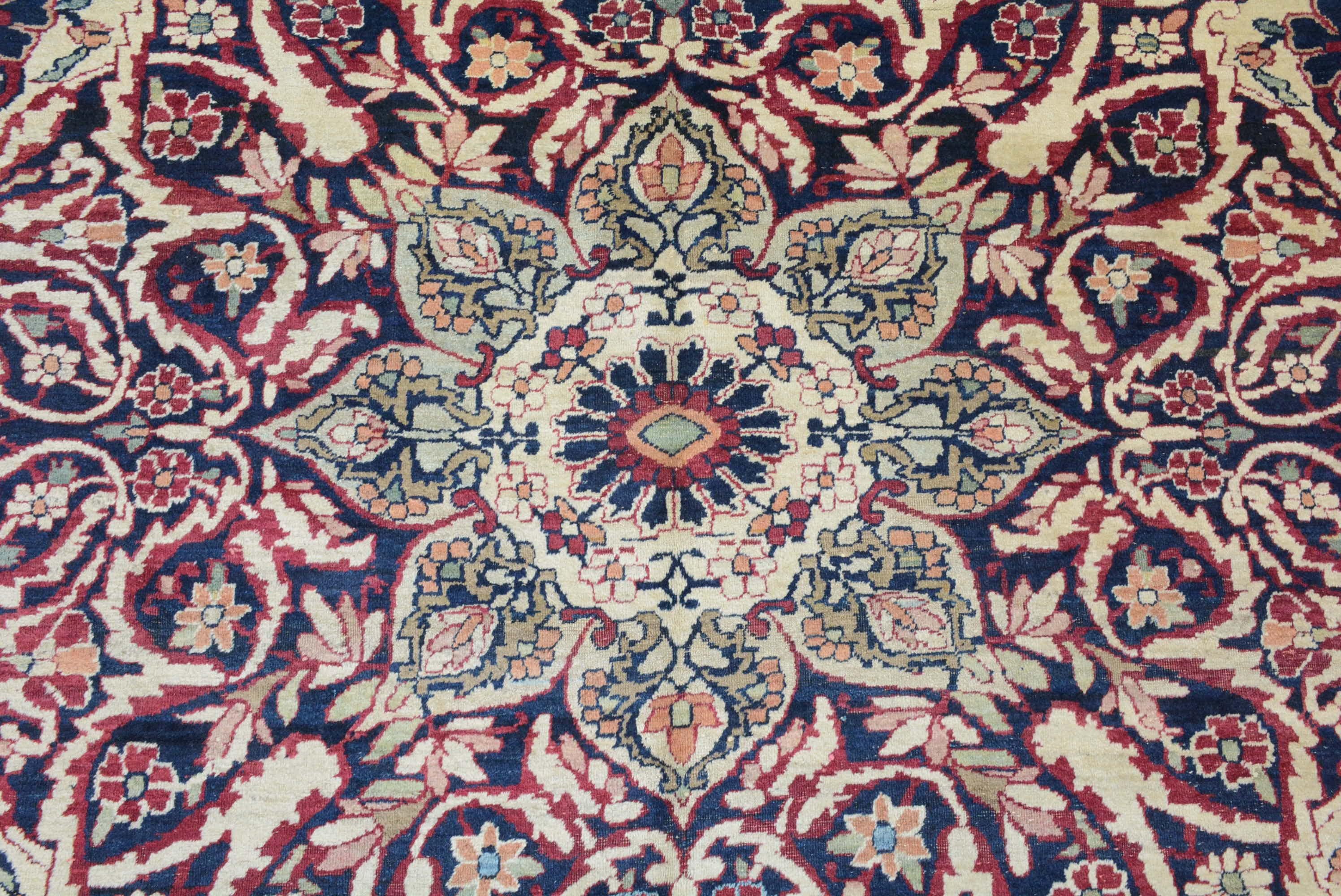 Wool Late 19th Century Lavar Kerman Carpet For Sale