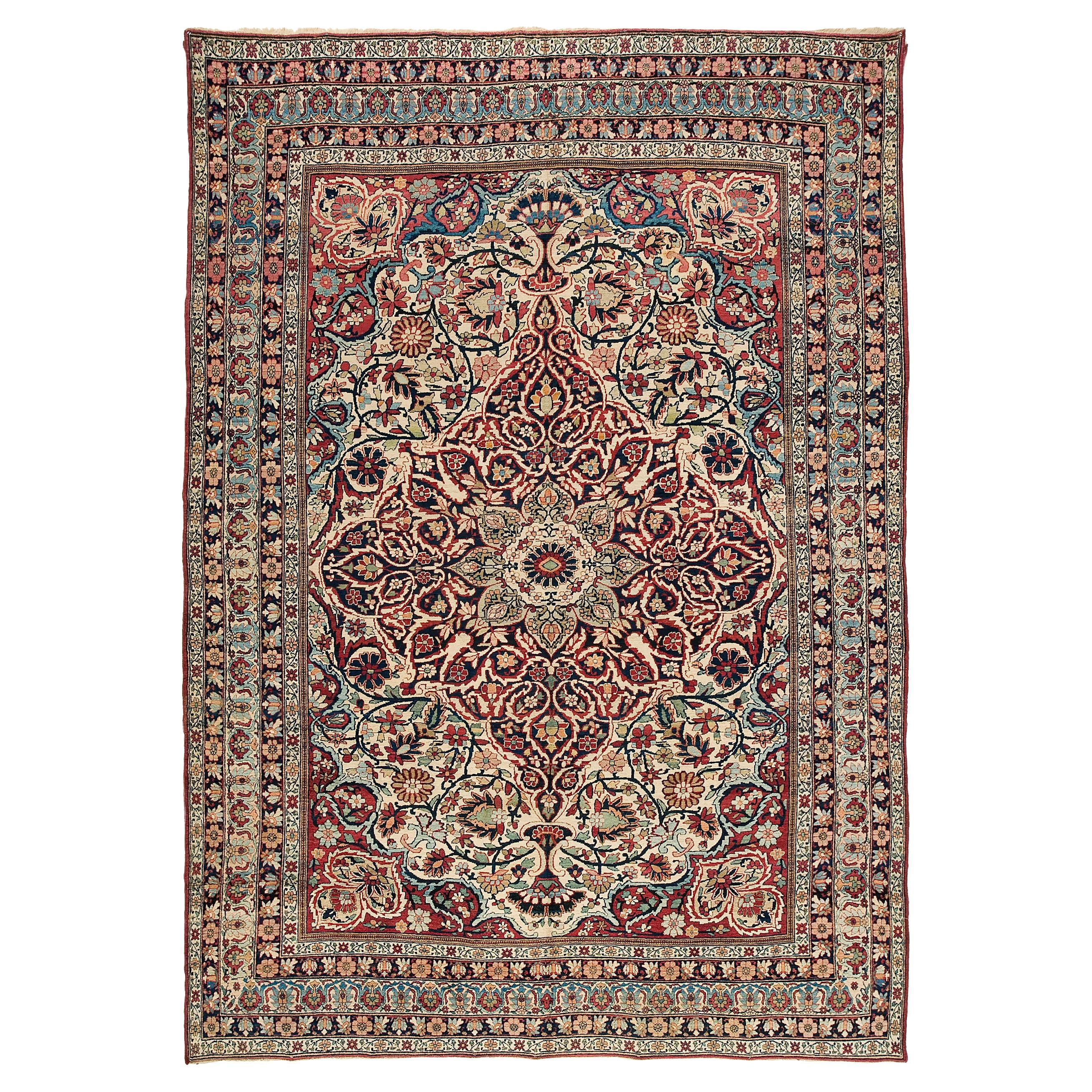 Late 19th Century Lavar Kerman Carpet For Sale