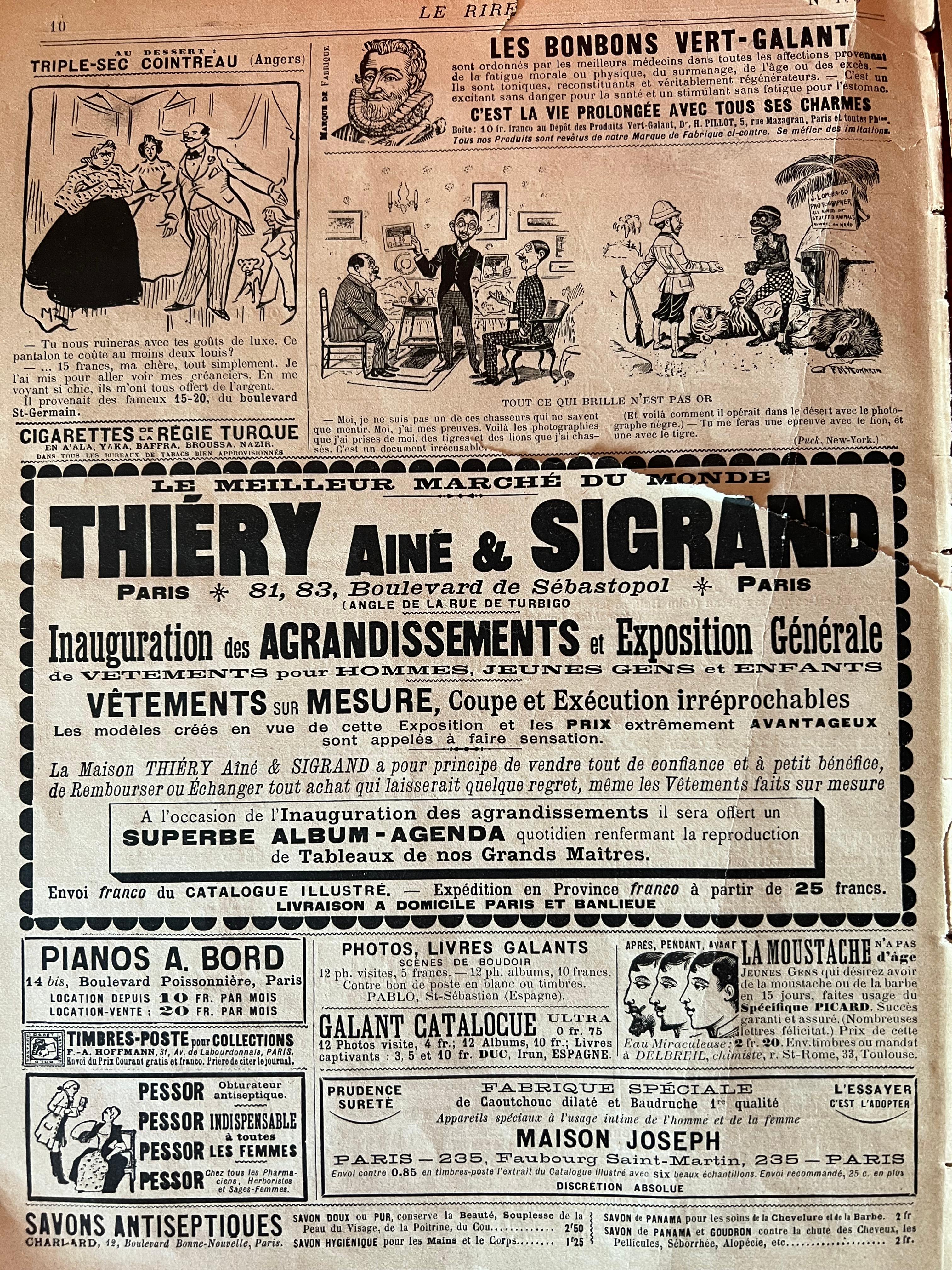 Set von 2 Original-Cover des Magazins „Le Rire“ aus dem späten 19. Jahrhundert in Goldrahmen im Angebot 9