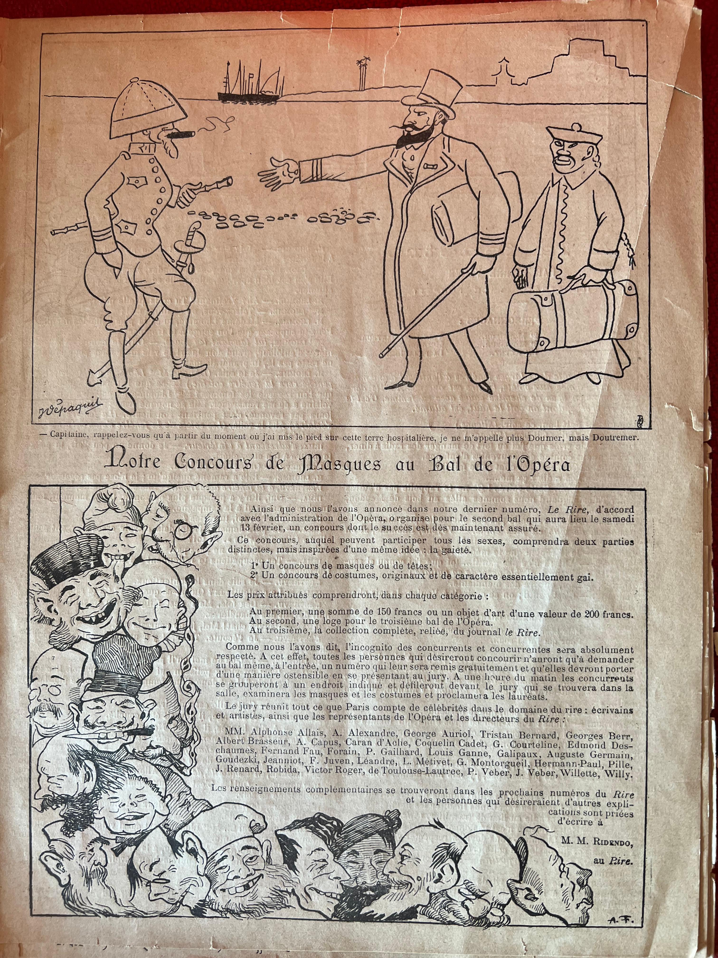 Set von 2 Original-Cover des Magazins „Le Rire“ aus dem späten 19. Jahrhundert in Goldrahmen im Angebot 12