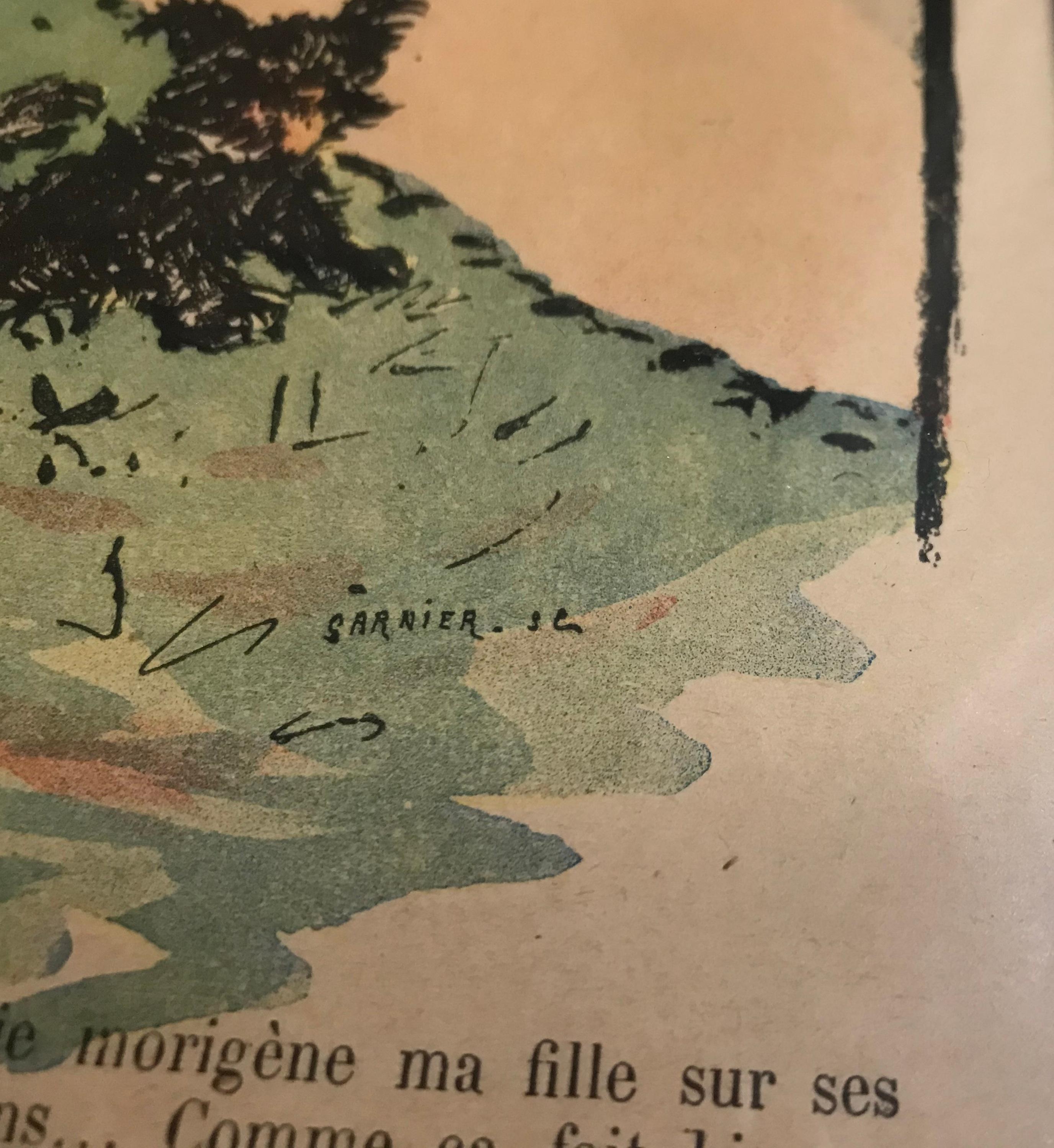 Couvertures de magazines originales « Le Rire » de la fin du XIXe siècle dans des cadres dorés, lot de 2 en vente 2